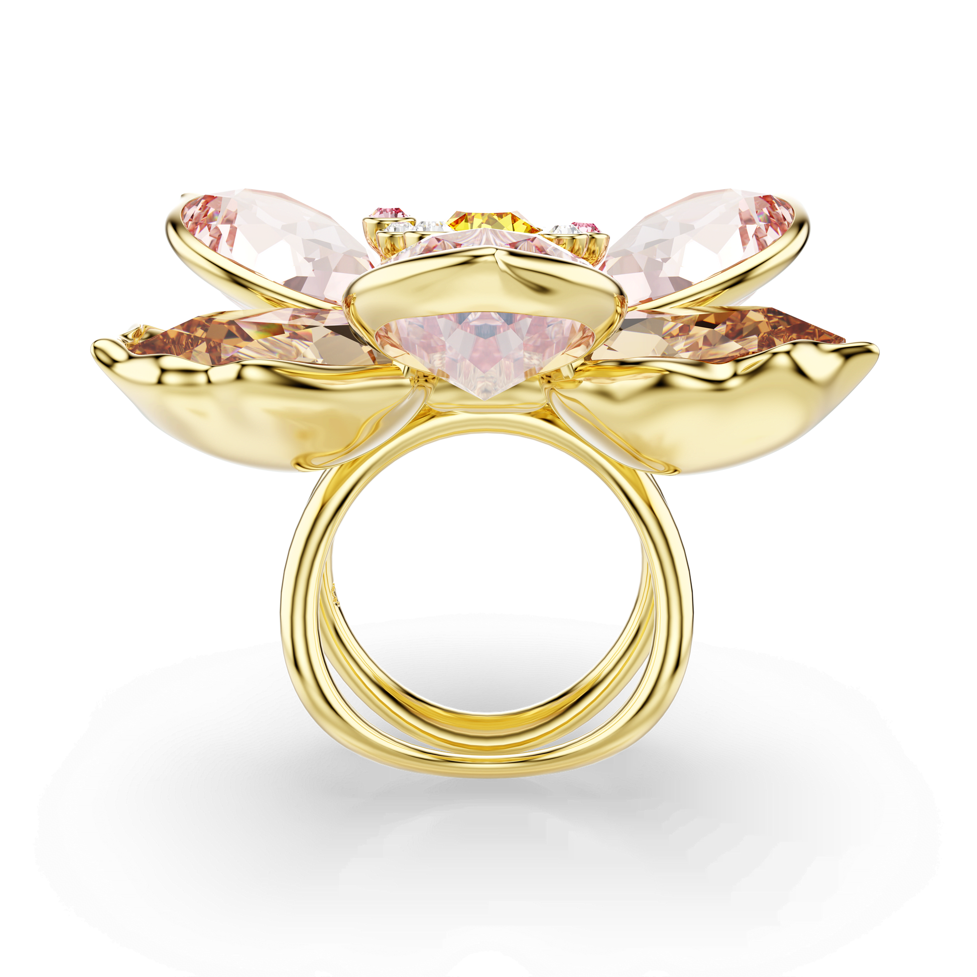 Idyllia motif ring, Mixed cuts, Flower, Multicolored, Gold-tone plated 5736221