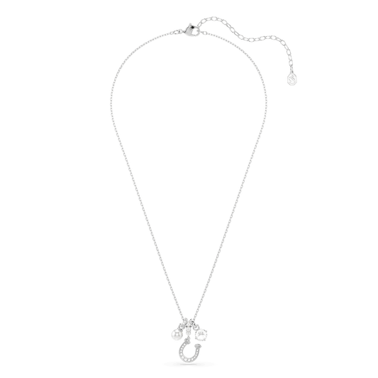 Symbolica pendant, Crystal pearl, Round cut, Pavé, Horse shoe, White, Rhodium plated 5736247