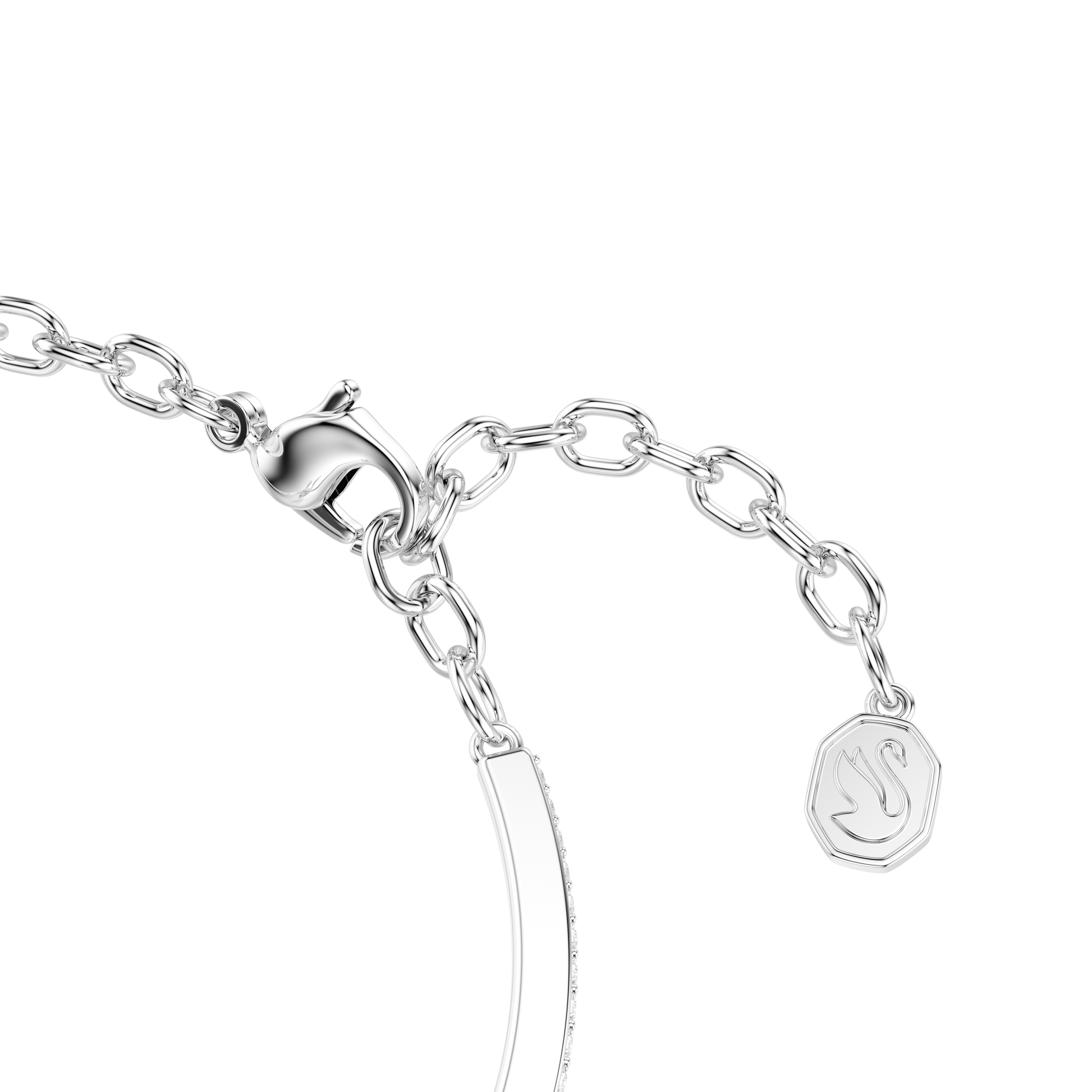Symbolica bangle, Round cut, Pavé, Horse shoe, Blue, Rhodium plated 5736983