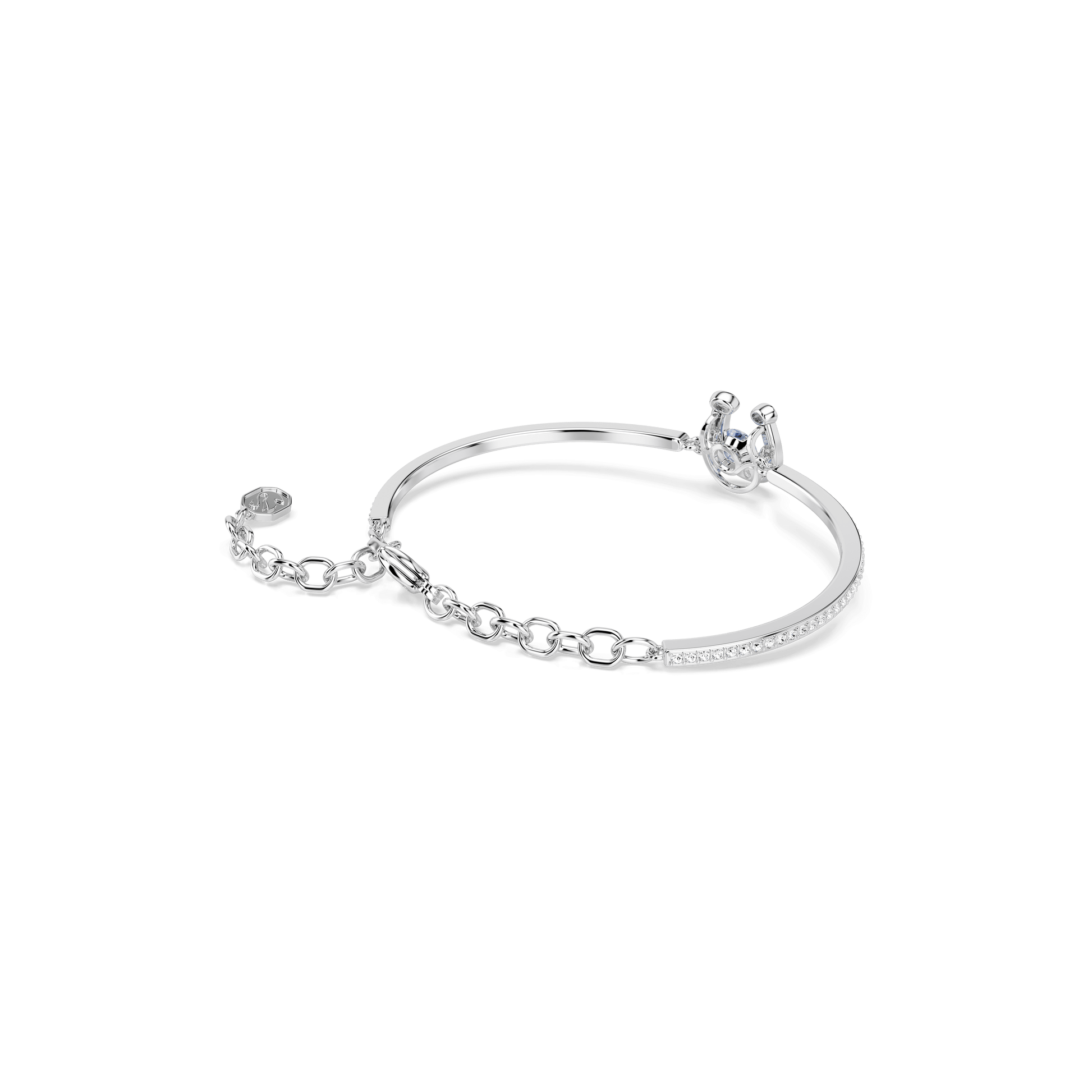Symbolica bangle, Round cut, Pavé, Horse shoe, Blue, Rhodium plated 5736983