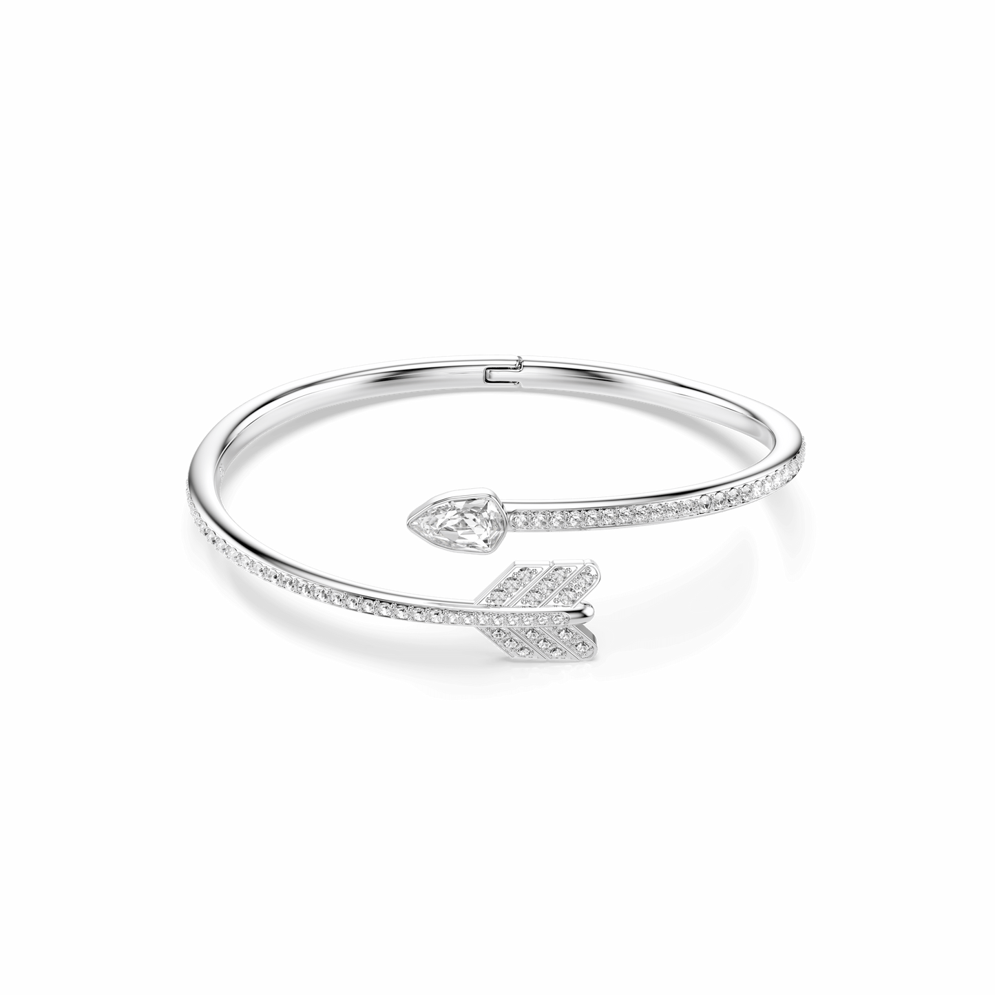 Idyllia bangle, Mixed cuts, Arrow, White, Rhodium plated 5737262