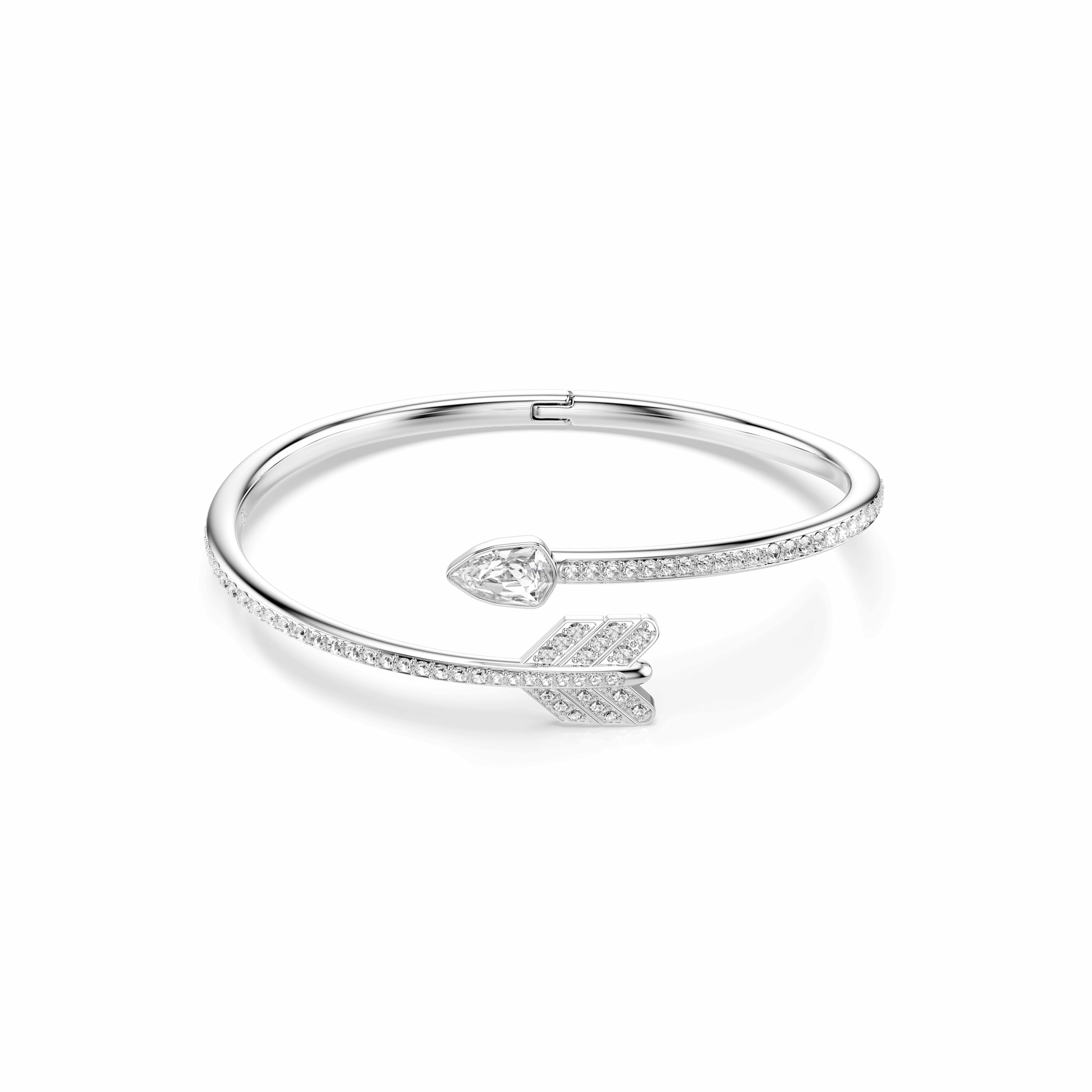 Idyllia bangle, Mixed cuts, Arrow, White, Rhodium plated 5737262