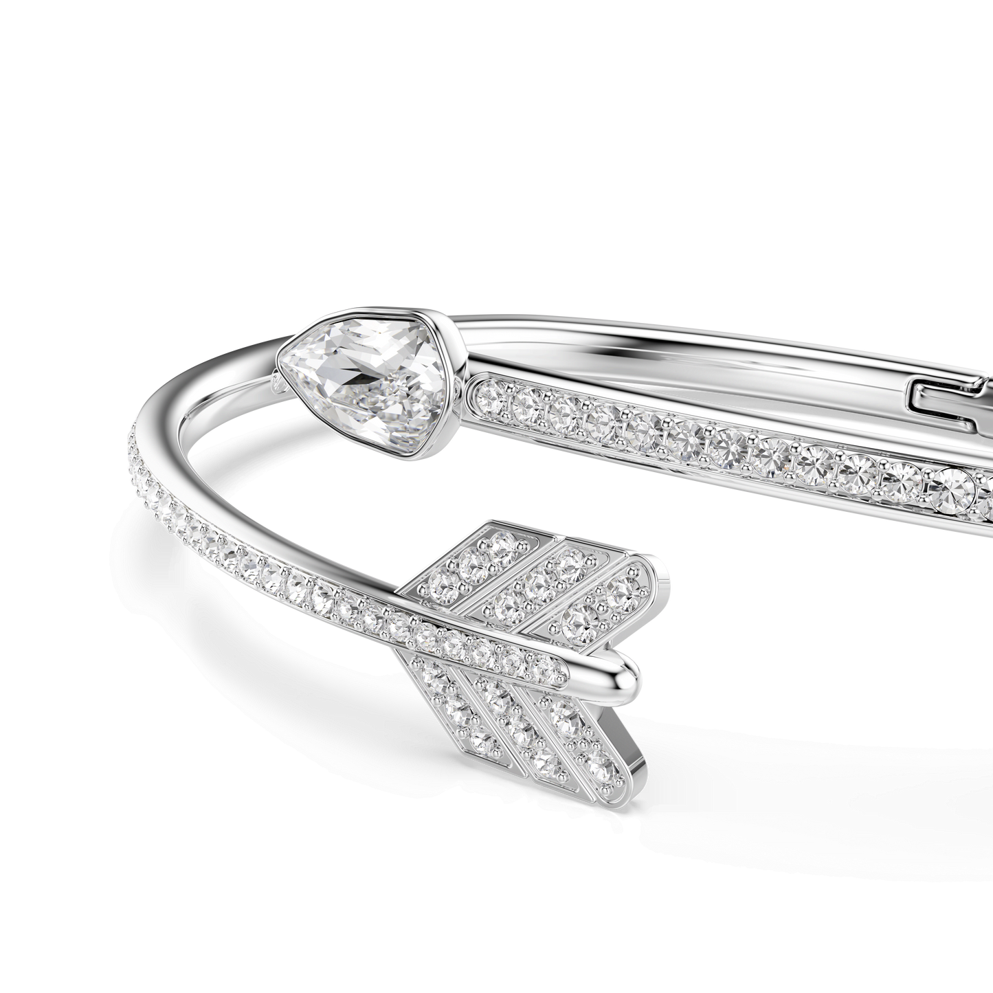Idyllia bangle, Mixed cuts, Arrow, White, Rhodium plated 5737262