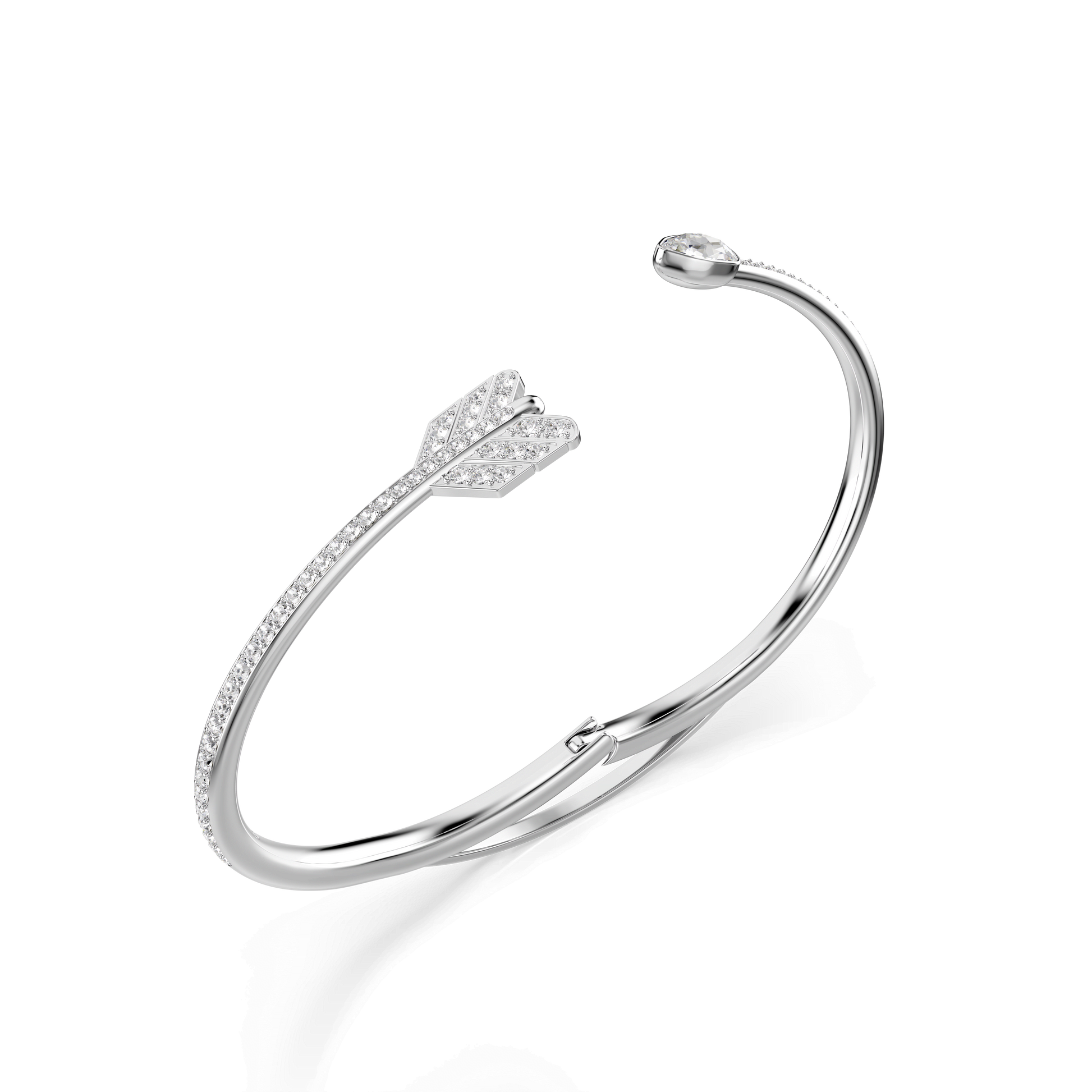 Idyllia bangle, Mixed cuts, Arrow, White, Rhodium plated 5737262