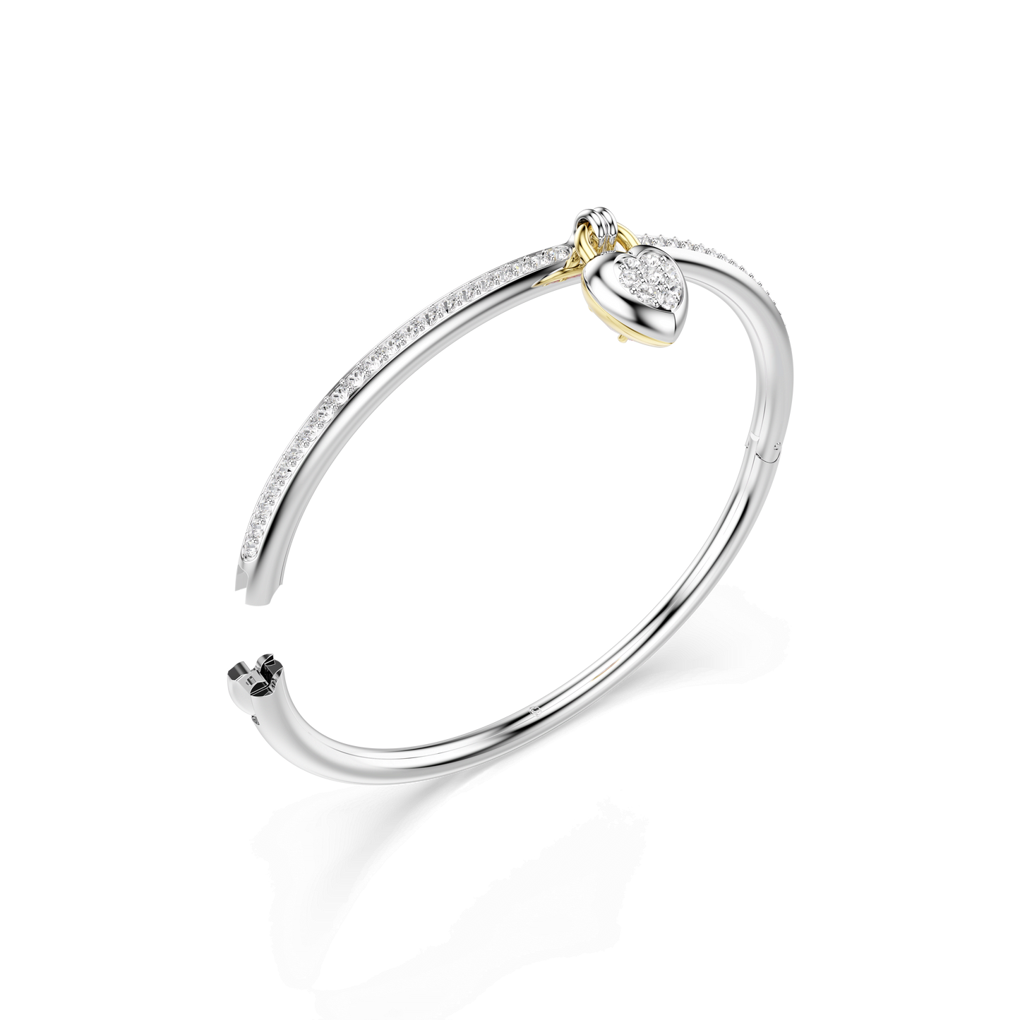 Idyllia bangle, Mixed cuts, Heart, Pink, Mixed metal finish 5737265