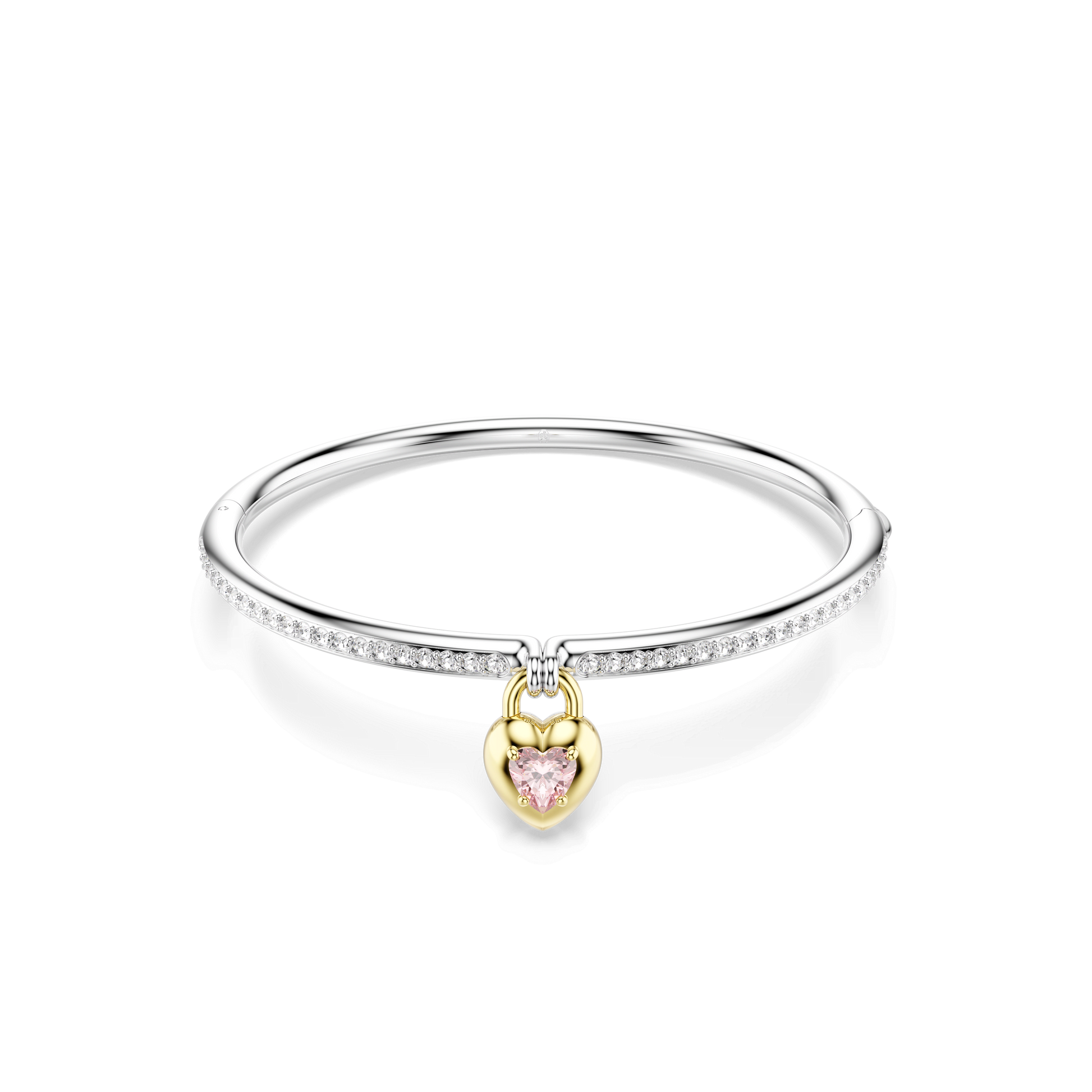 Idyllia bangle, Mixed cuts, Heart, Pink, Mixed metal finish 5737266