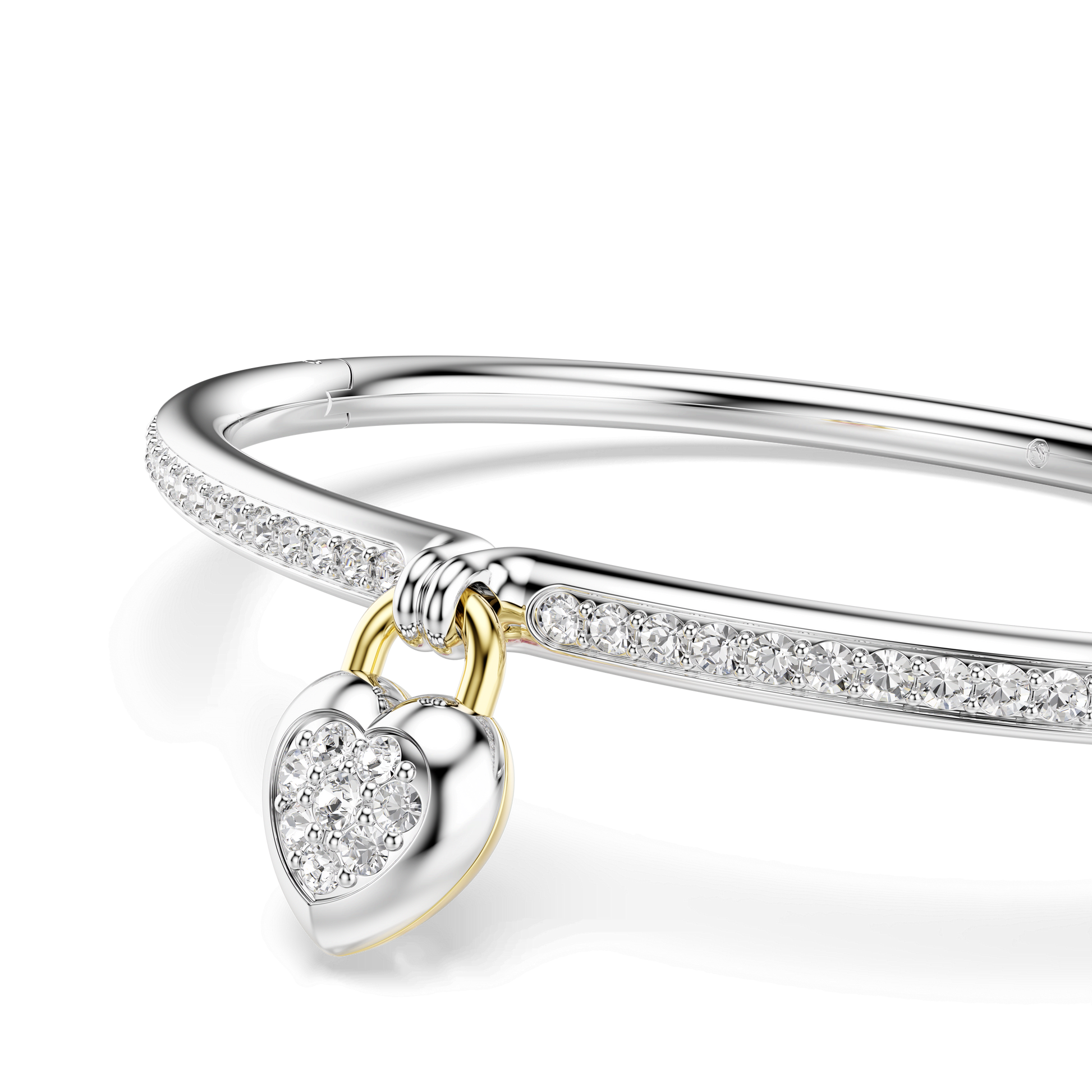 Idyllia bangle, Mixed cuts, Heart, Pink, Mixed metal finish 5737267