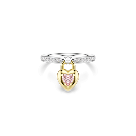 Idyllia motif ring, Mixed cuts, Heart, Pink, Mixed metal finish 5737269