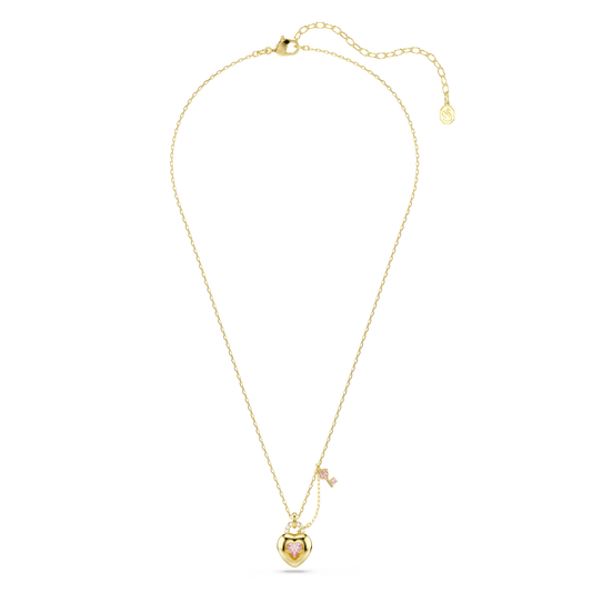 Idyllia pendant, Mixed cuts, Heart, Key, Pink, Gold-tone plated 5737288