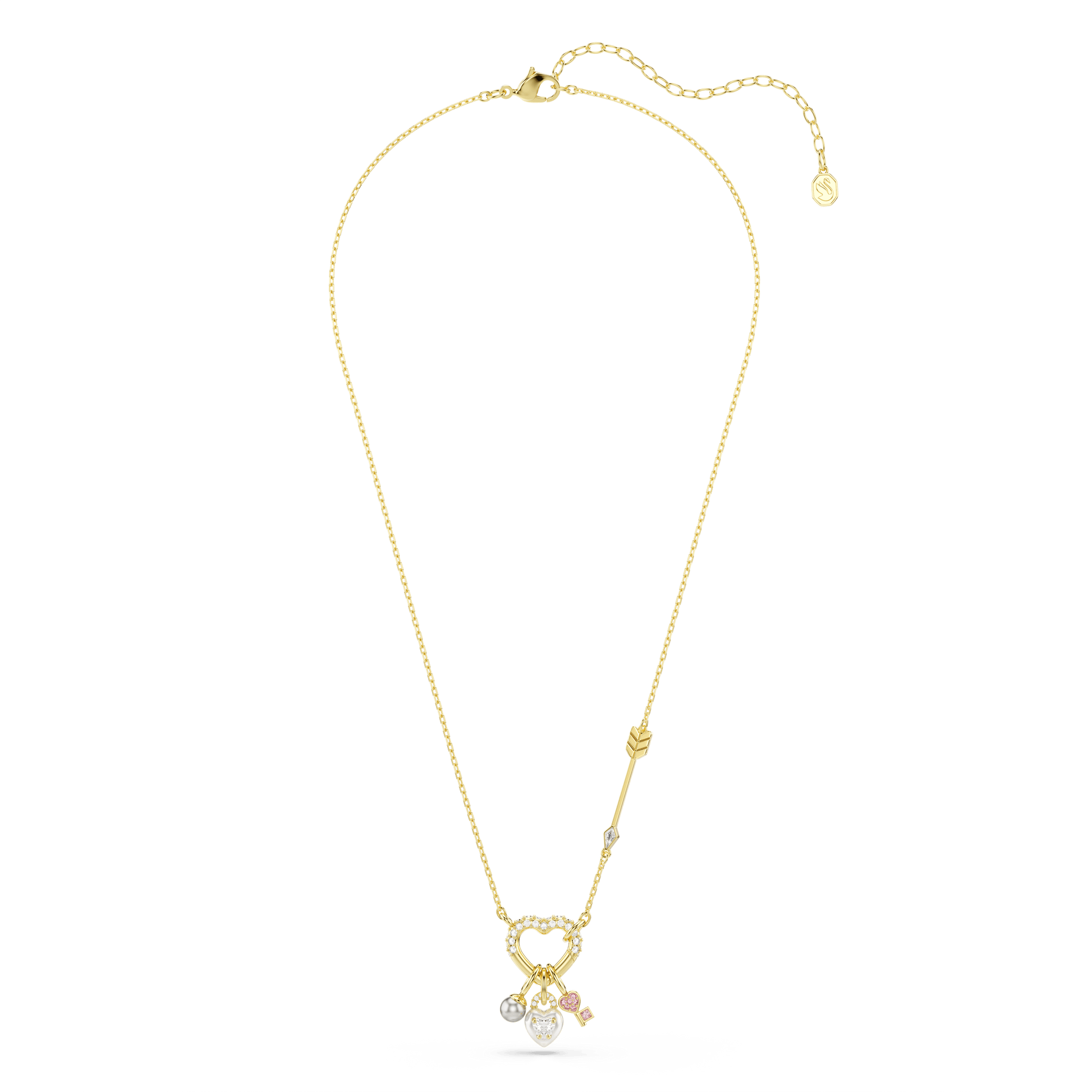 Idyllia pendant, Mixed cuts, Heart, Key, Pink, Gold-tone plated 5737290