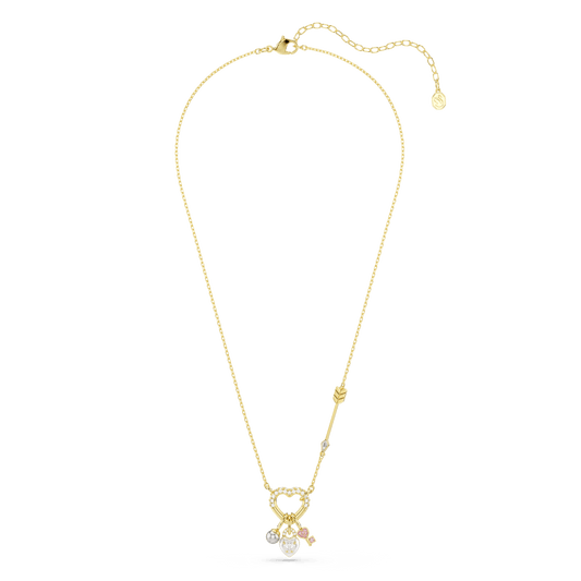 Idyllia pendant, Mixed cuts, Heart, Key, Pink, Gold-tone plated 5737290
