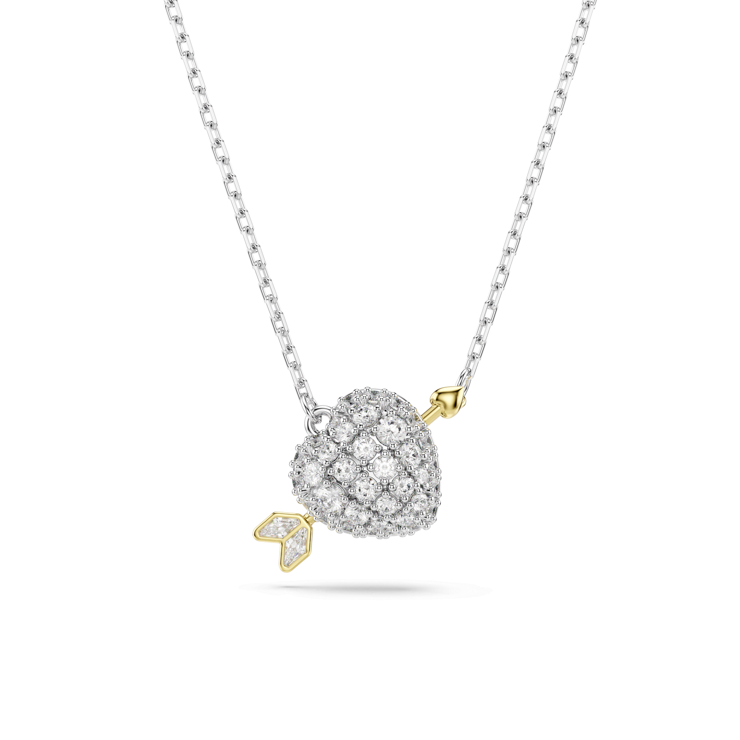 Idyllia pendant, Mixed cuts, Heart with arrow, White, Mixed metal finish 5737291