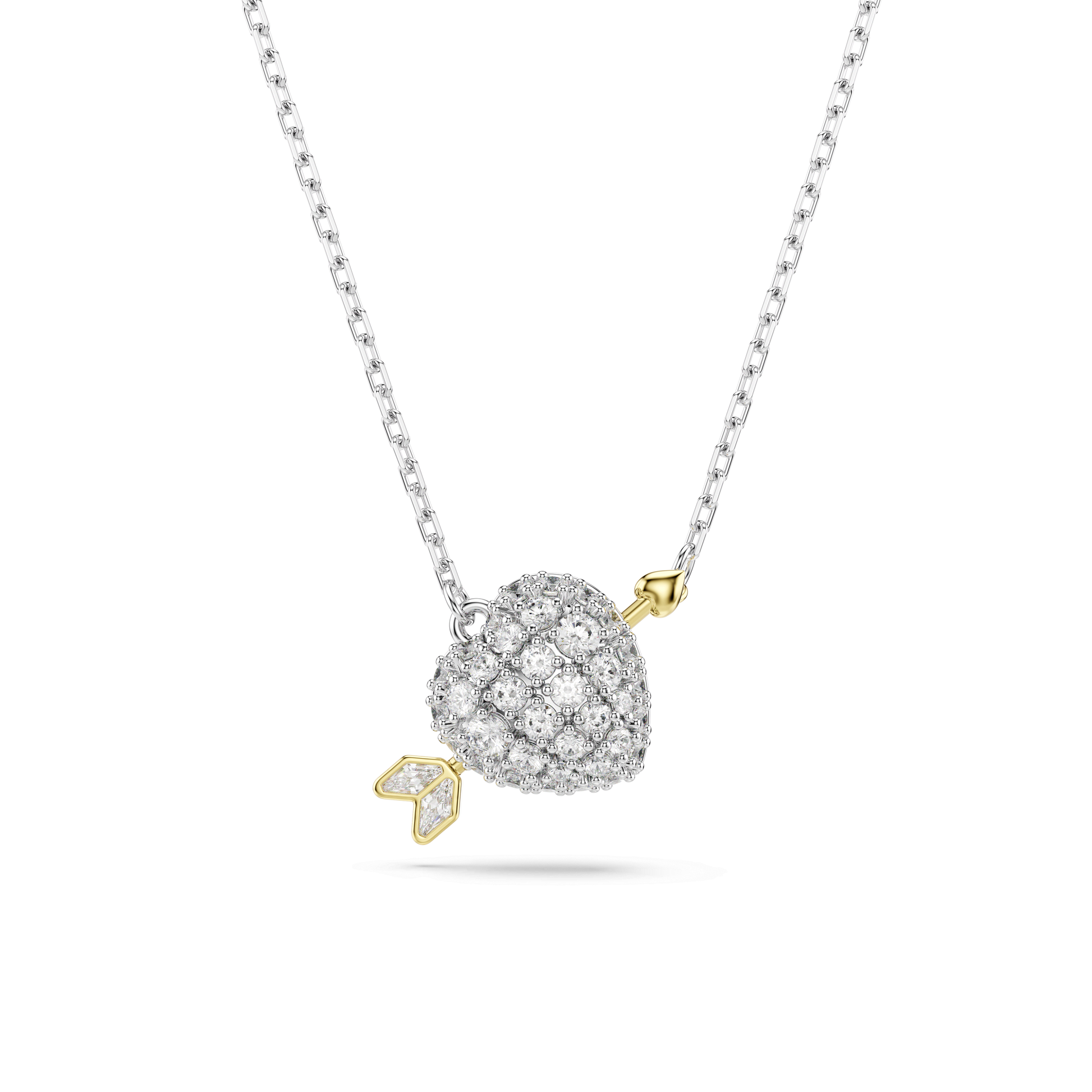 Idyllia pendant, Mixed cuts, Heart with arrow, White, Mixed metal finish 5737291