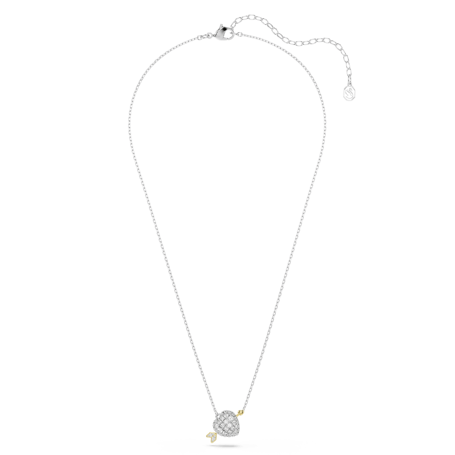 Idyllia pendant, Mixed cuts, Heart with arrow, White, Mixed metal finish 5737291