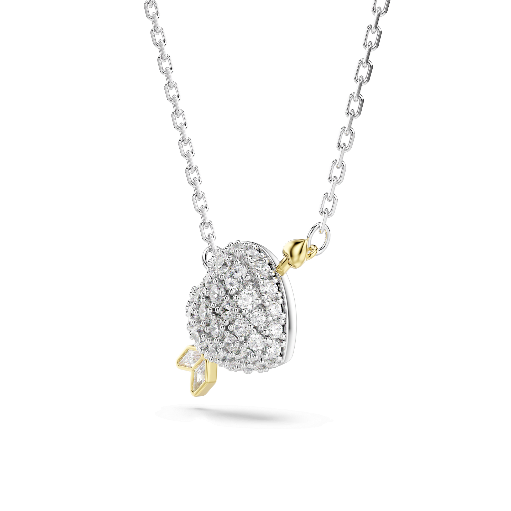 Idyllia pendant, Mixed cuts, Heart with arrow, White, Mixed metal finish 5737291