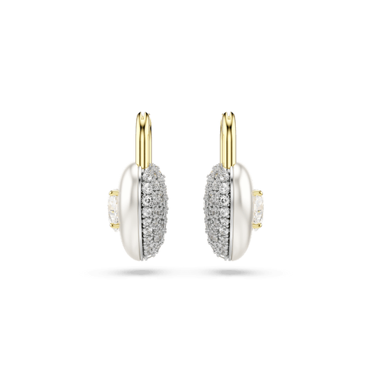 Idyllia drop earrings, Mixed cuts, Heart, White, Gold-tone plated 5737297