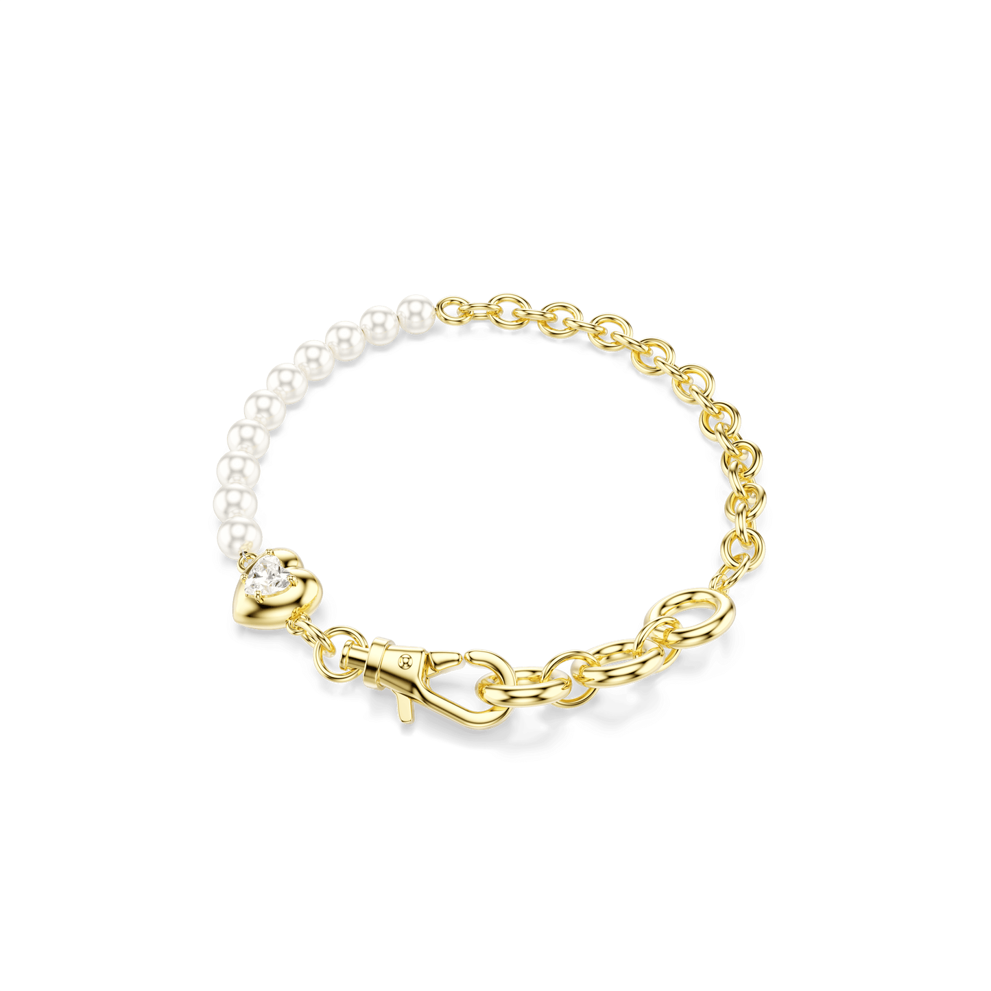 Idyllia bracelet, Crystal pearl, White, Gold-tone plated 5737299