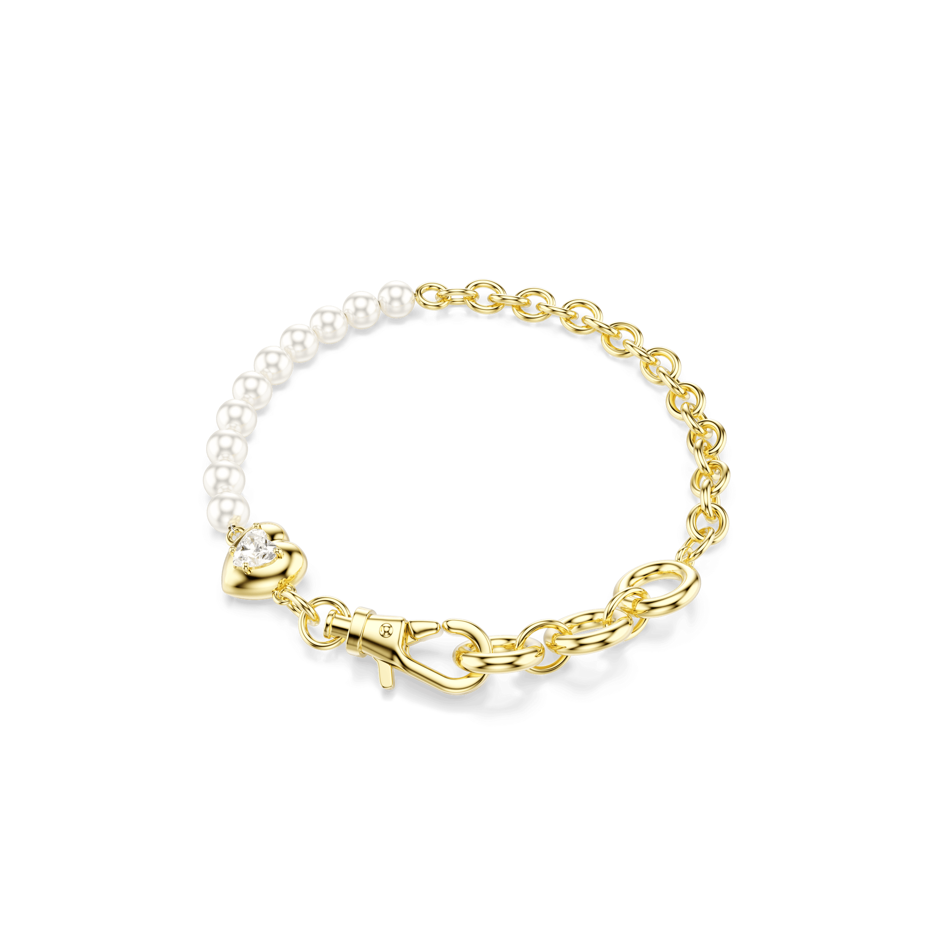 Idyllia bracelet, Crystal pearl, White, Gold-tone plated 5737299
