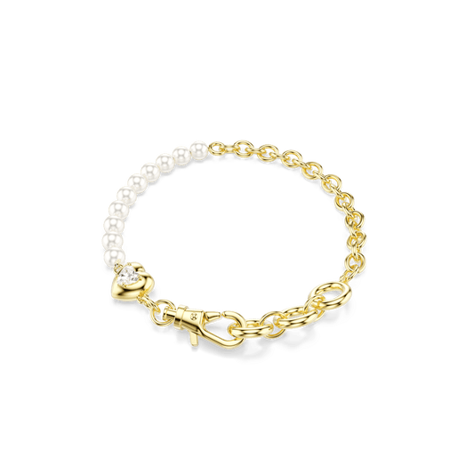 Idyllia bracelet, Crystal pearl, White, Gold-tone plated 5737299