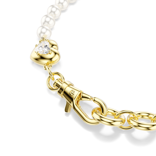 Idyllia bracelet, Crystal pearl, White, 18K gold finish