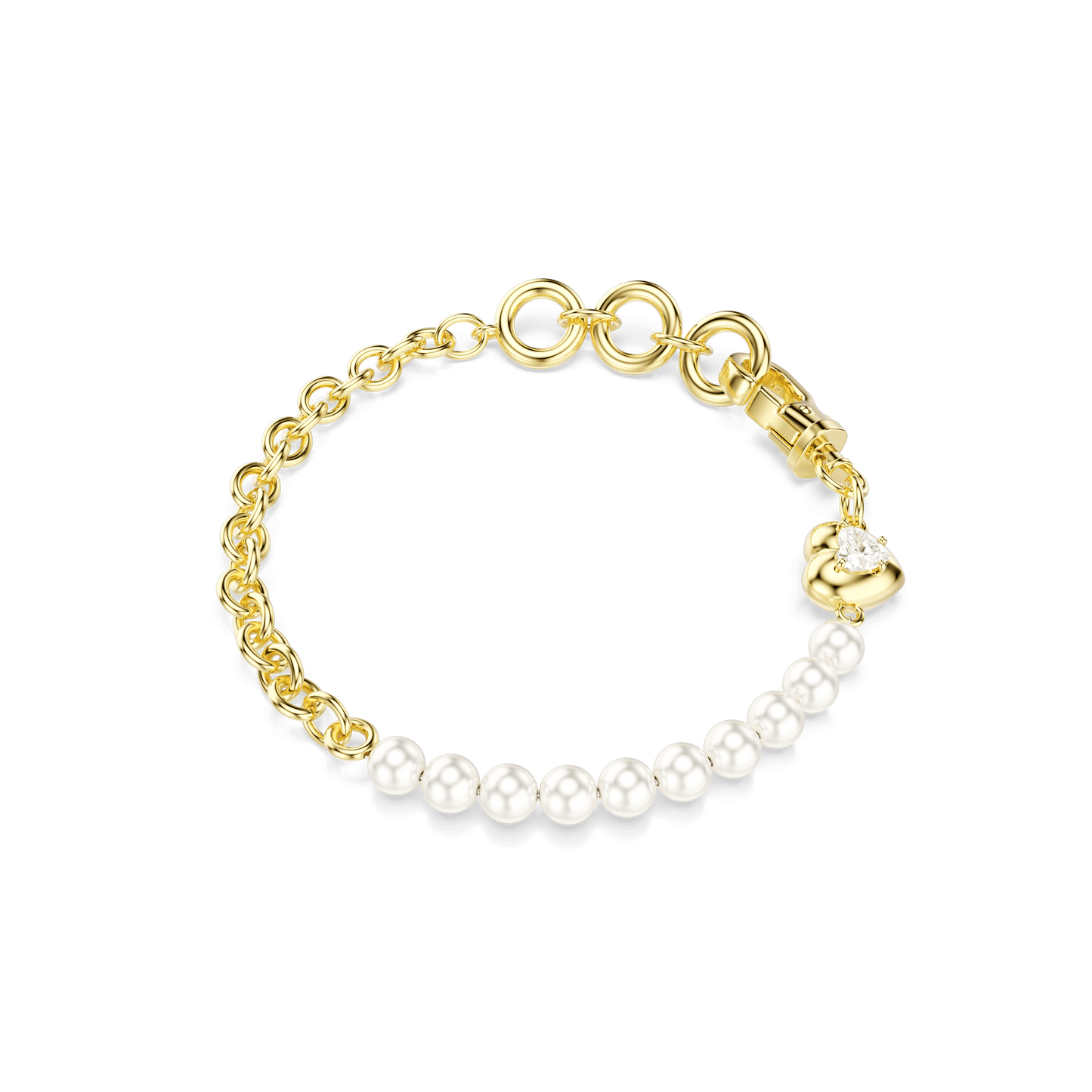 Idyllia bracelet, Crystal pearl, White, Gold-tone plated 5737299