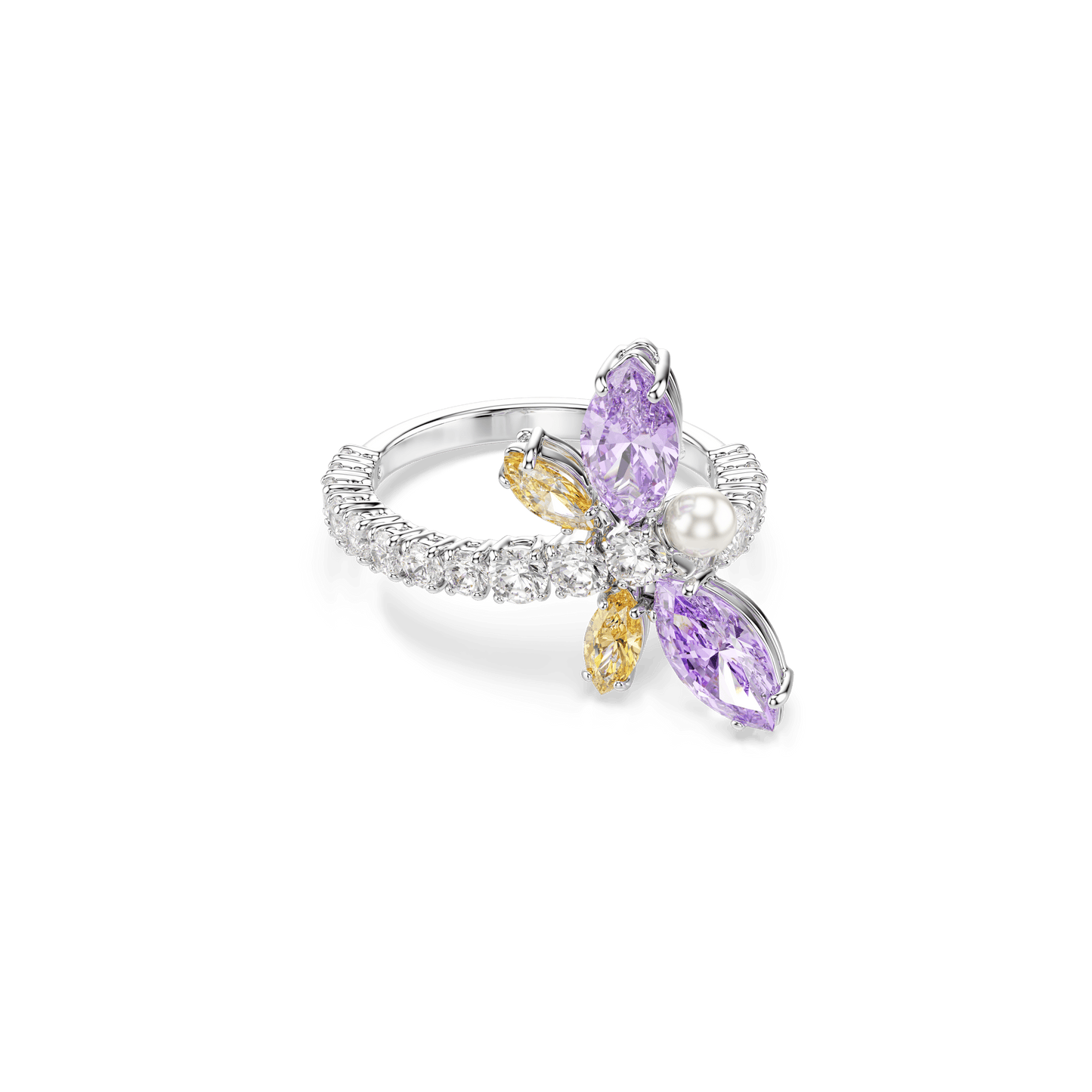 Ariana Grande x Swarovski motif ring, Mixed cuts, Dragonfly, Multicolored, Rhodium plated 5737367