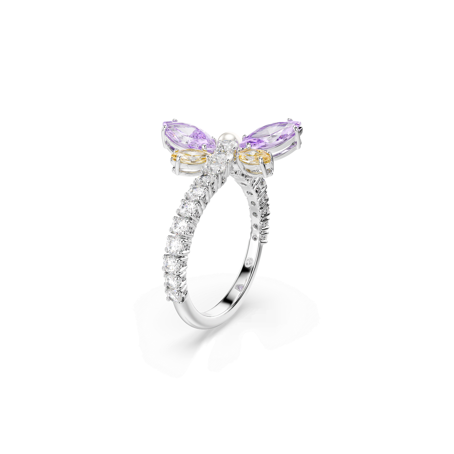 Ariana Grande x Swarovski motif ring, Mixed cuts, Dragonfly, Multicolored, Rhodium plated 5737367