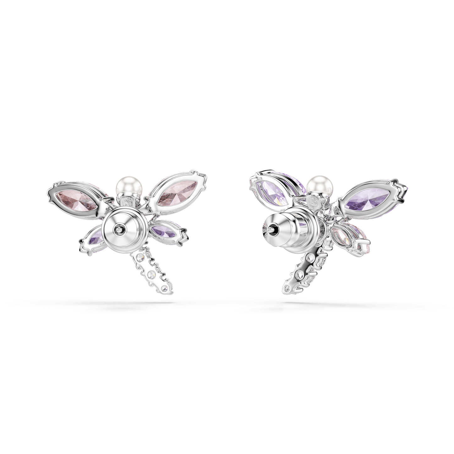 Ariana Grande x Swarovski stud earrings, Mixed cuts, Dragonfly, Multicolored, Rhodium plated 5737371