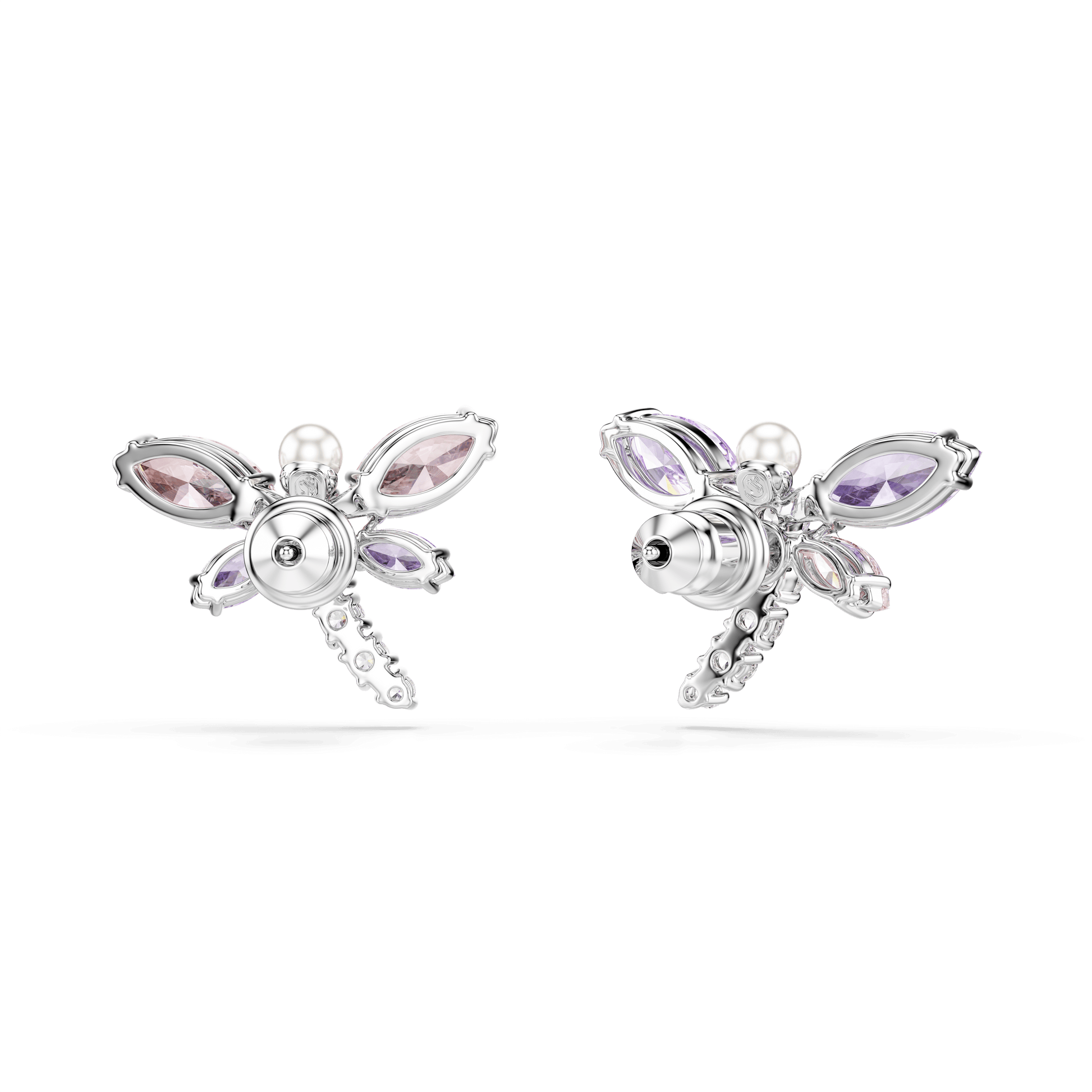 Ariana Grande x Swarovski stud earrings, Mixed cuts, Dragonfly, Multicolored, Rhodium plated 5737371