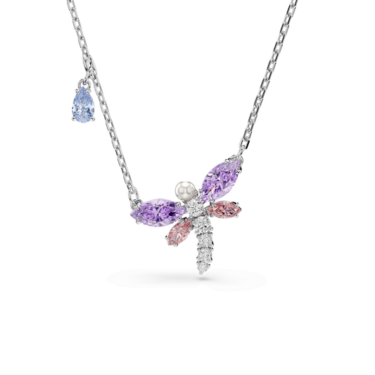 Ariana Grande x Swarovski pendant, Mixed cuts, Dragonfly, Multicolored, Rhodium plated 5737383