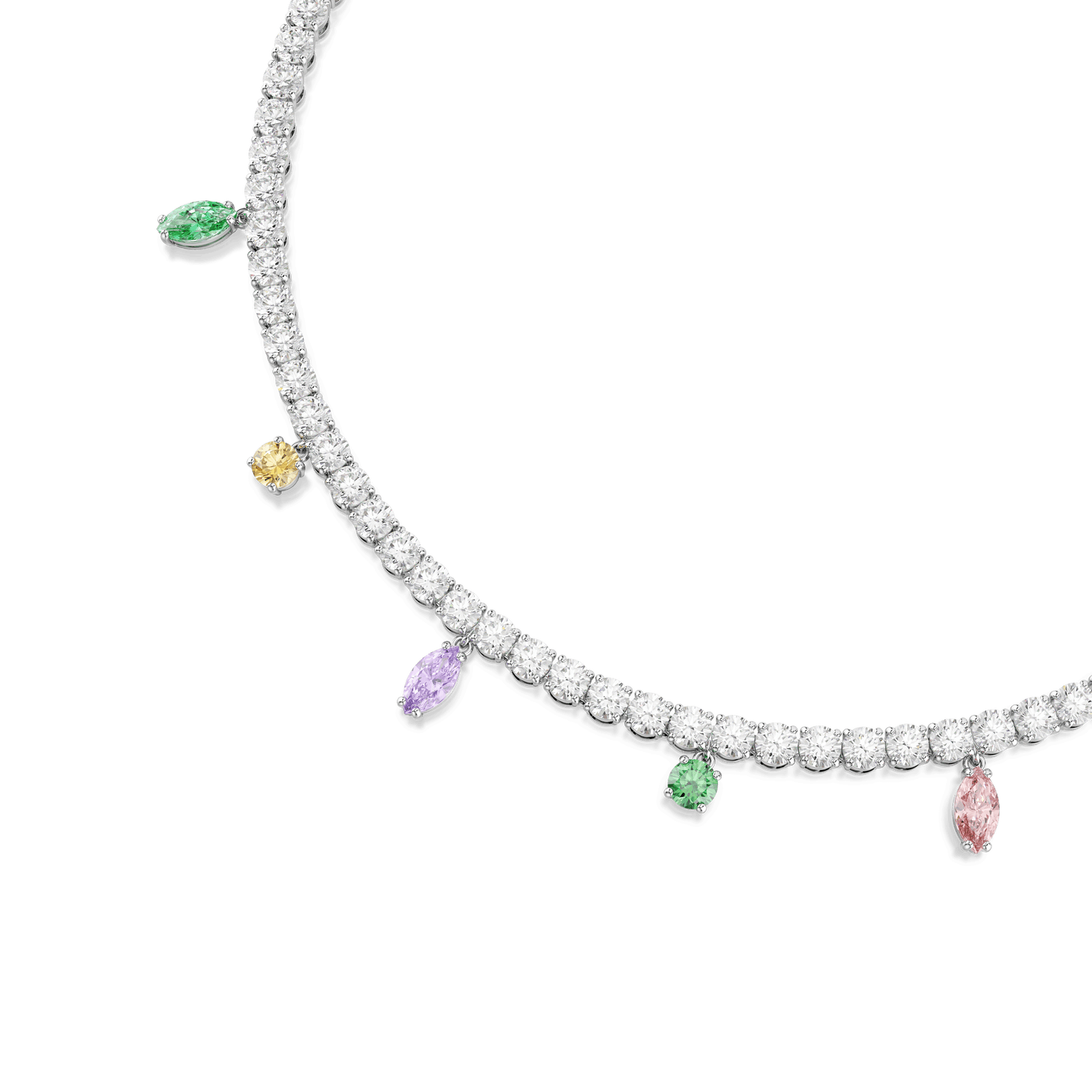 Ariana Grande x Swarovski Tennis necklace, Mixed cuts, Multicolored, Rhodium plated 5737422