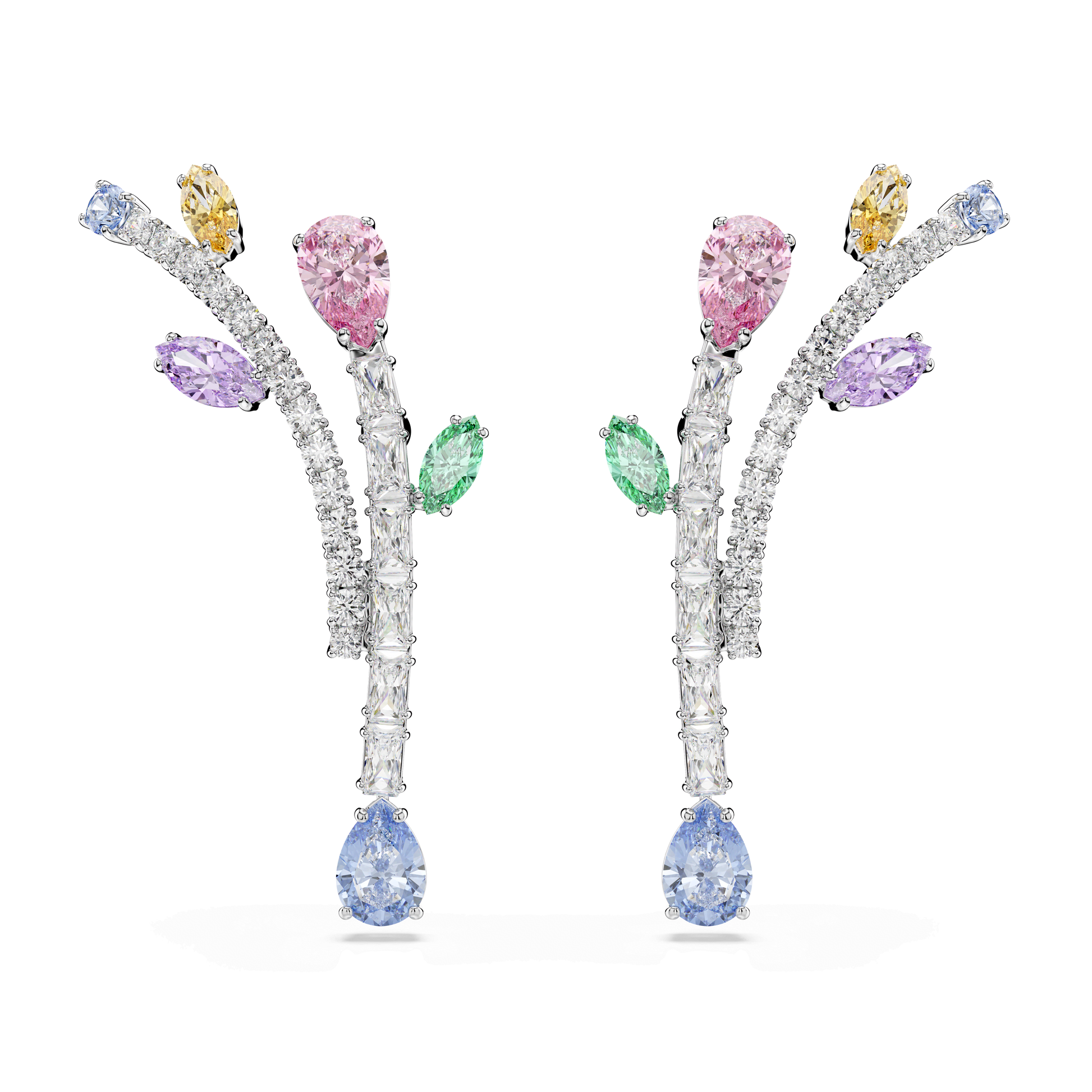 Ariana Grande x Swarovski drop earrings, Mixed cuts, Multicolored, Rhodium plated 5737426