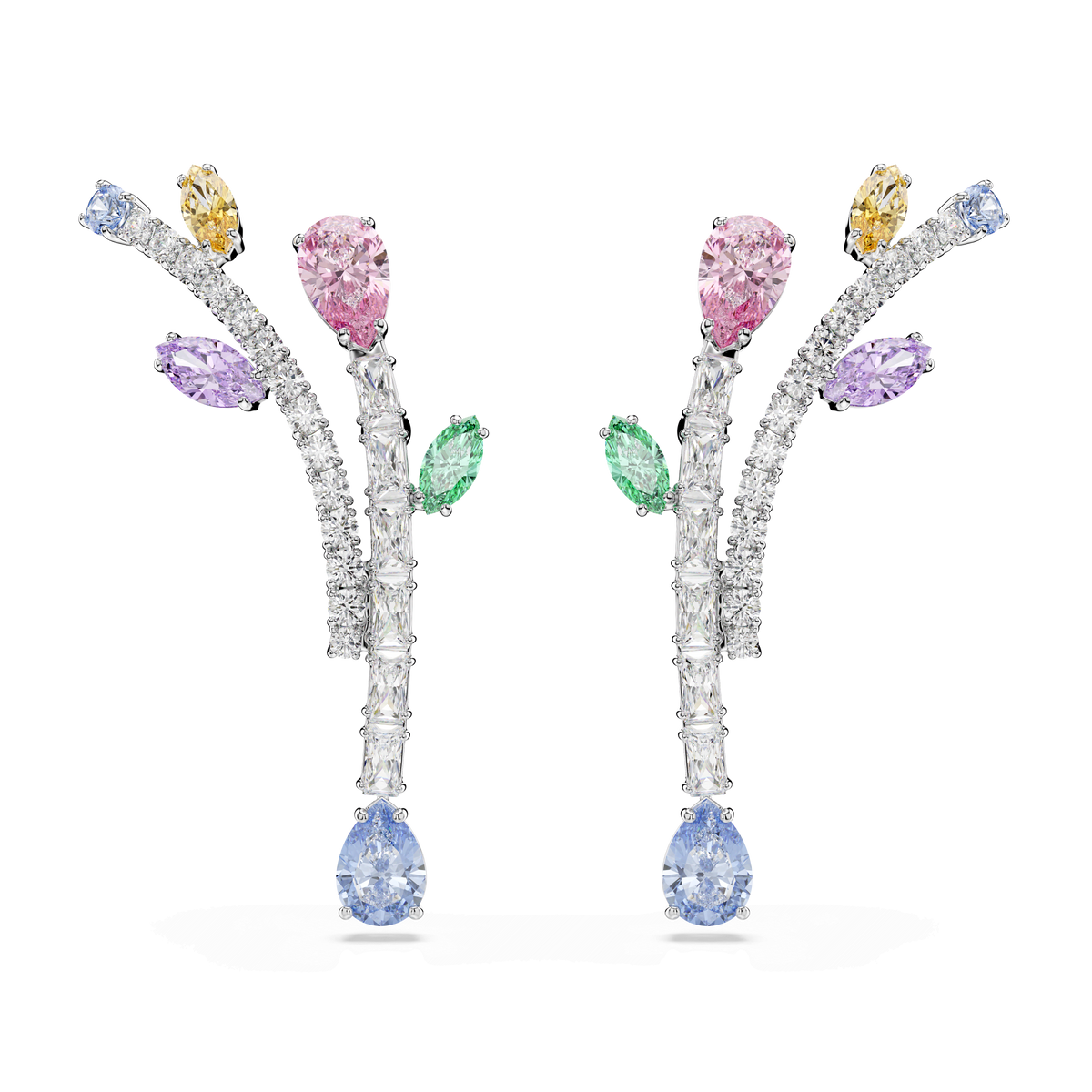 Ariana Grande x Swarovski drop earrings, Mixed cuts, Multicolored, Rhodium plated