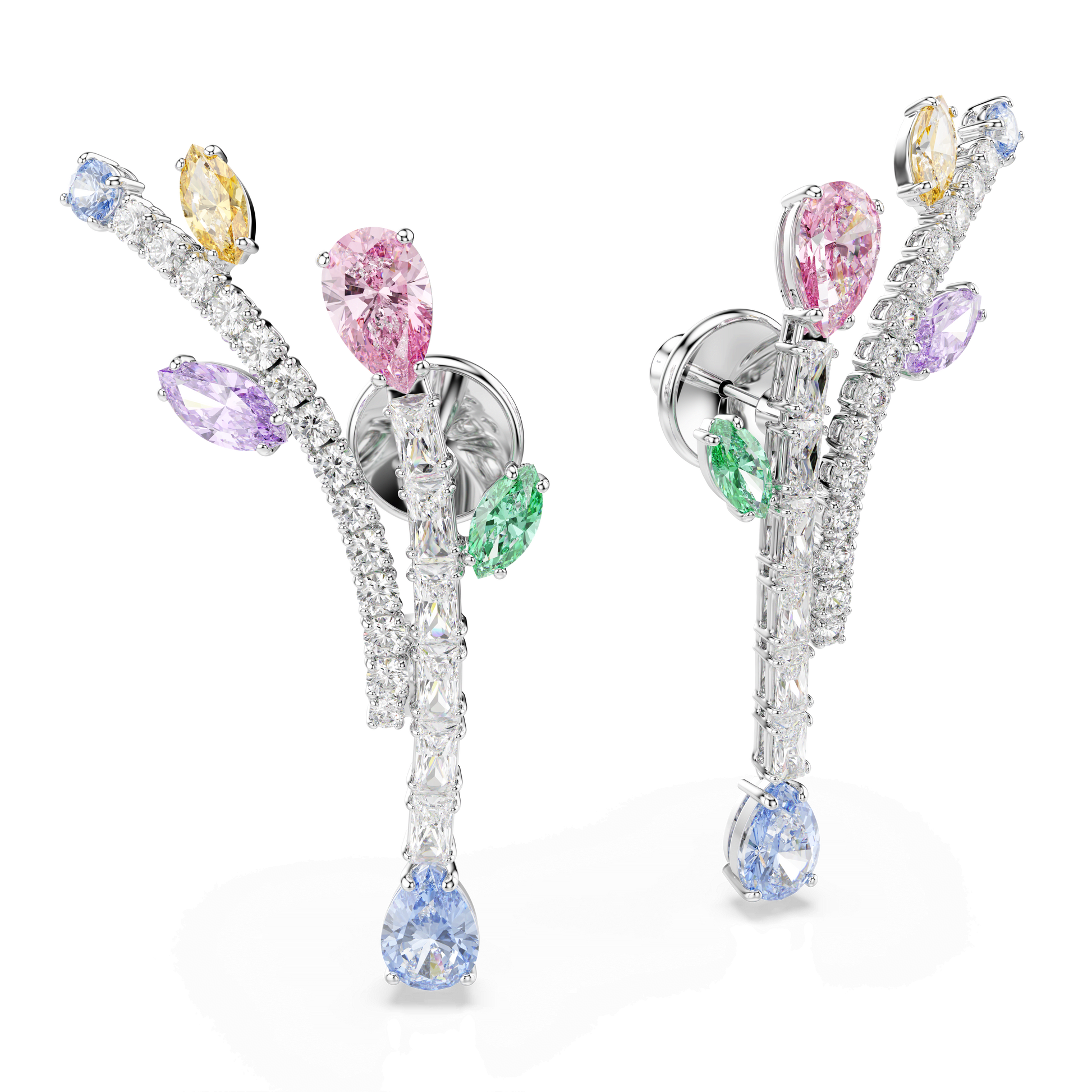 Ariana Grande x Swarovski drop earrings, Mixed cuts, Multicolored, Rhodium plated 5737426