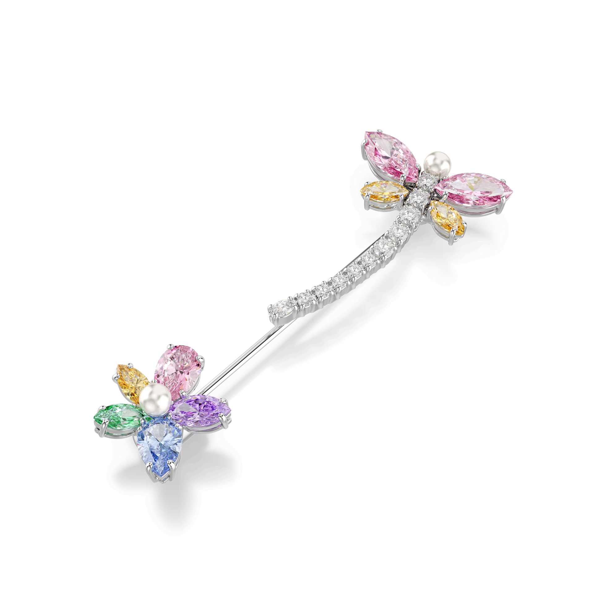 Ariana Grande x Swarovski brooch, Mixed cuts, Dragonfly, Multicolored, Rhodium plated 5737428