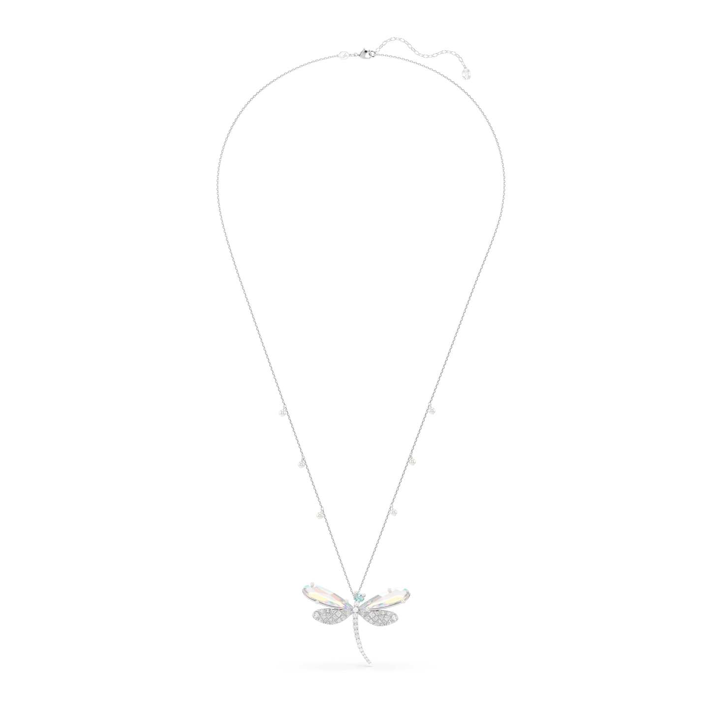 Ariana Grande x Swarovski pendant and brooch, Mixed cuts, Dragonfly, Green, Rhodium plated 5737429