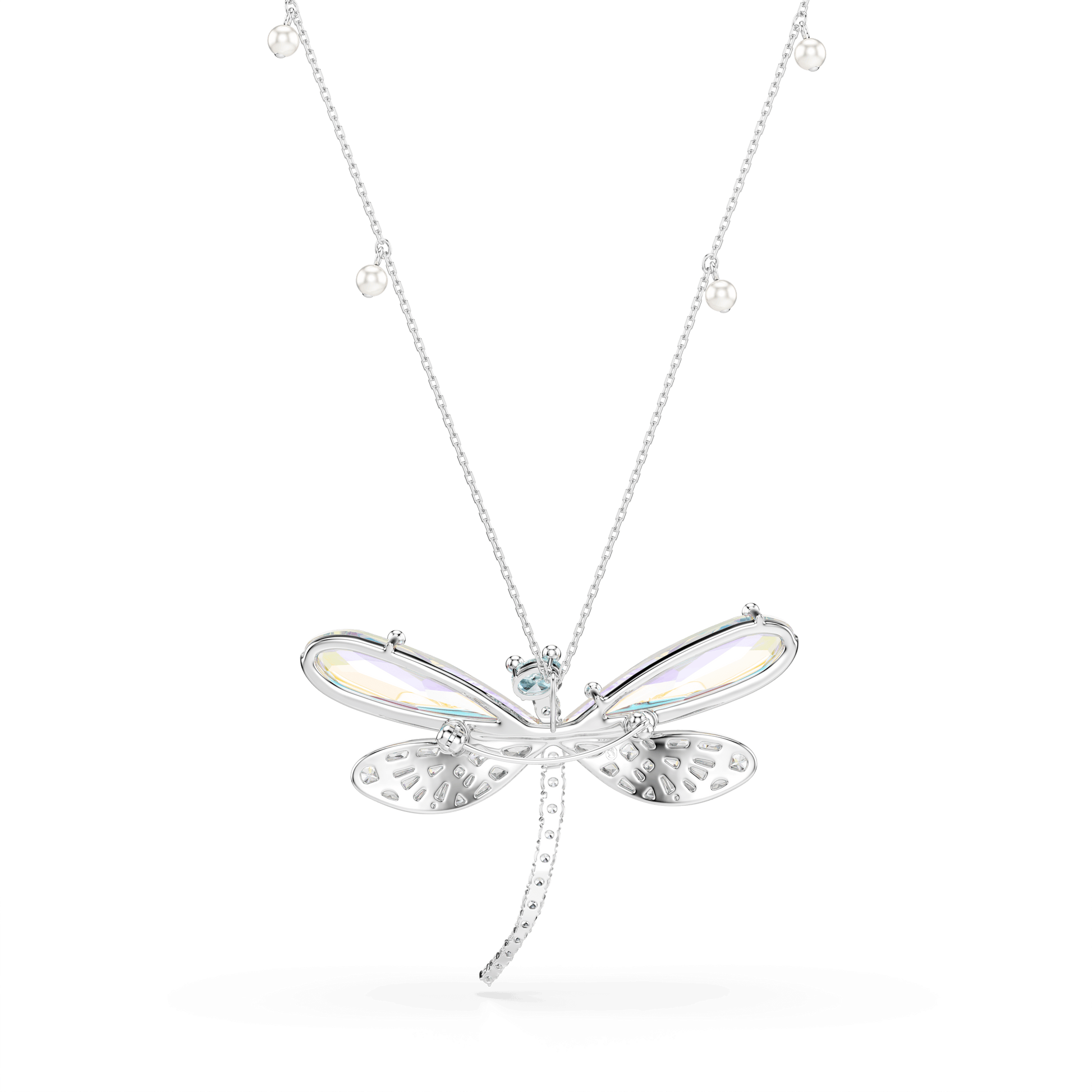 Ariana Grande x Swarovski pendant and brooch, Mixed cuts, Dragonfly, Green, Rhodium plated 5737429