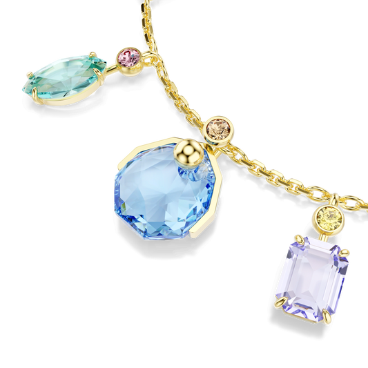 Gema bracelet, Mixed cuts, Dangling crystals, Multicolored, Gold-tone plated 5737442