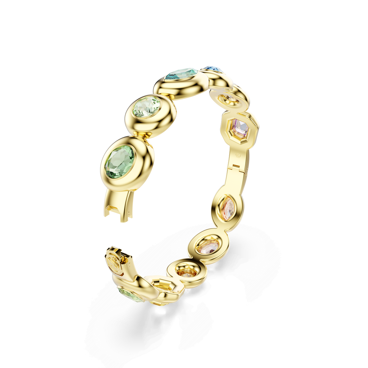 Gema bangle, Mixed cuts, Multicolored, 18K gold finish