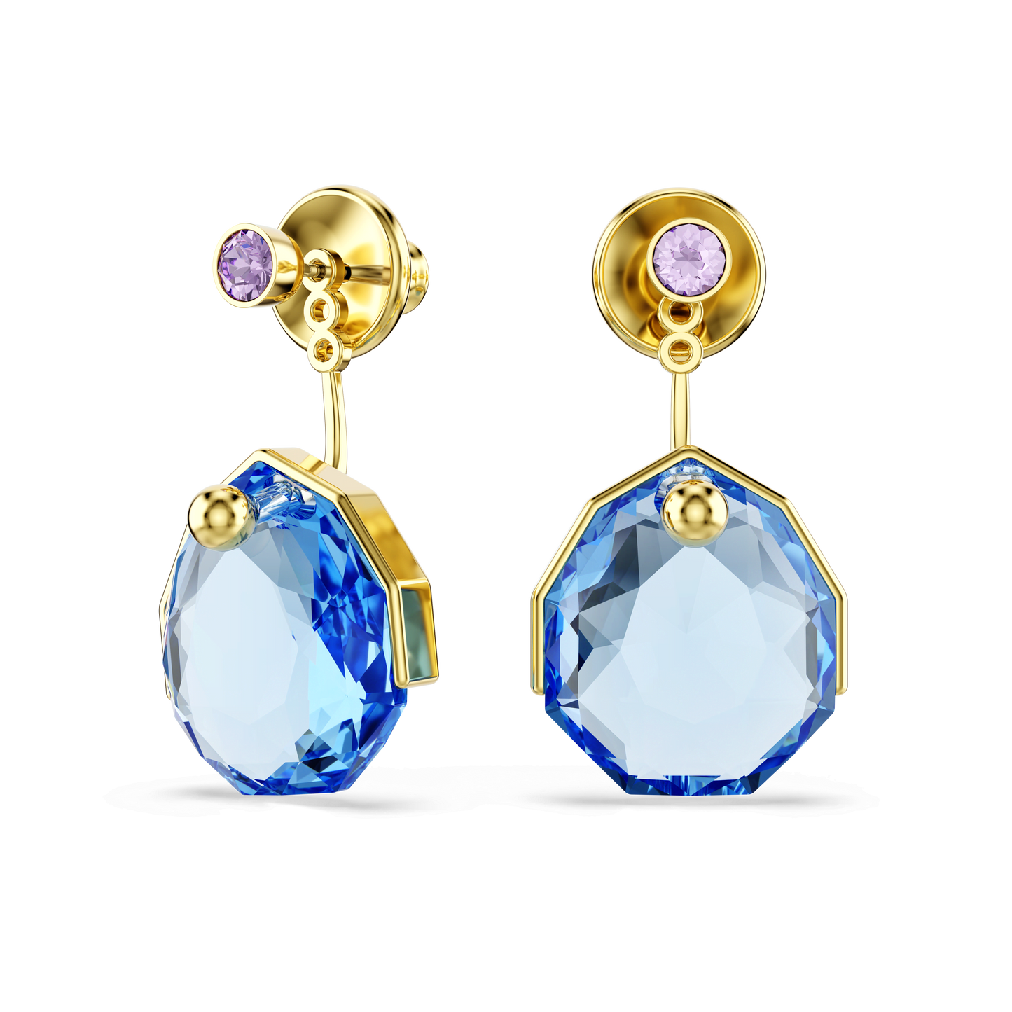 Gema earring jackets, Blue, Gold-tone plated 5737449