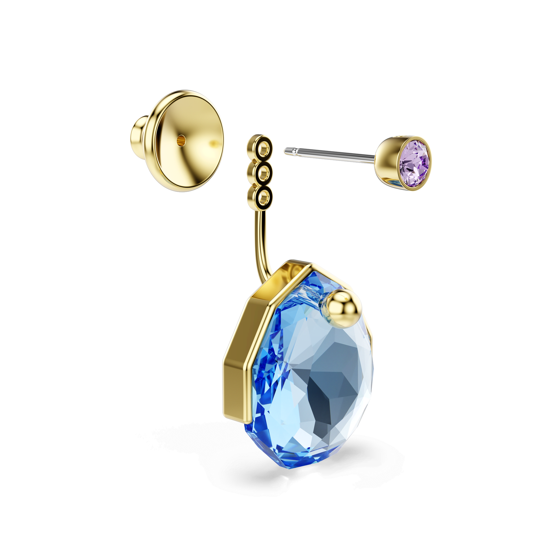 Gema earring jackets, Blue, Gold-tone plated 5737449