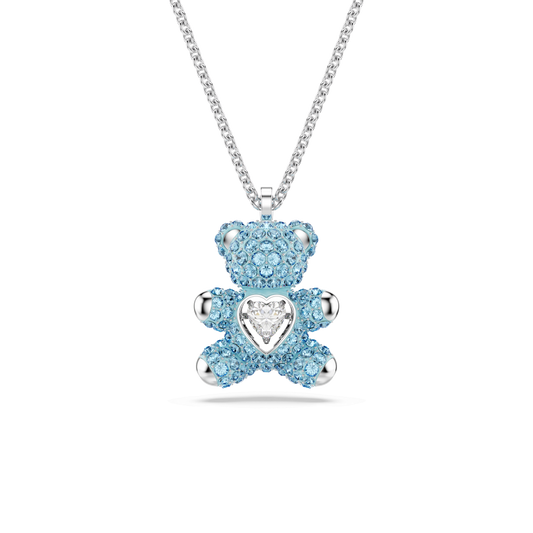 Teddy pendant, Bear, Blue, Rhodium plated 5737620