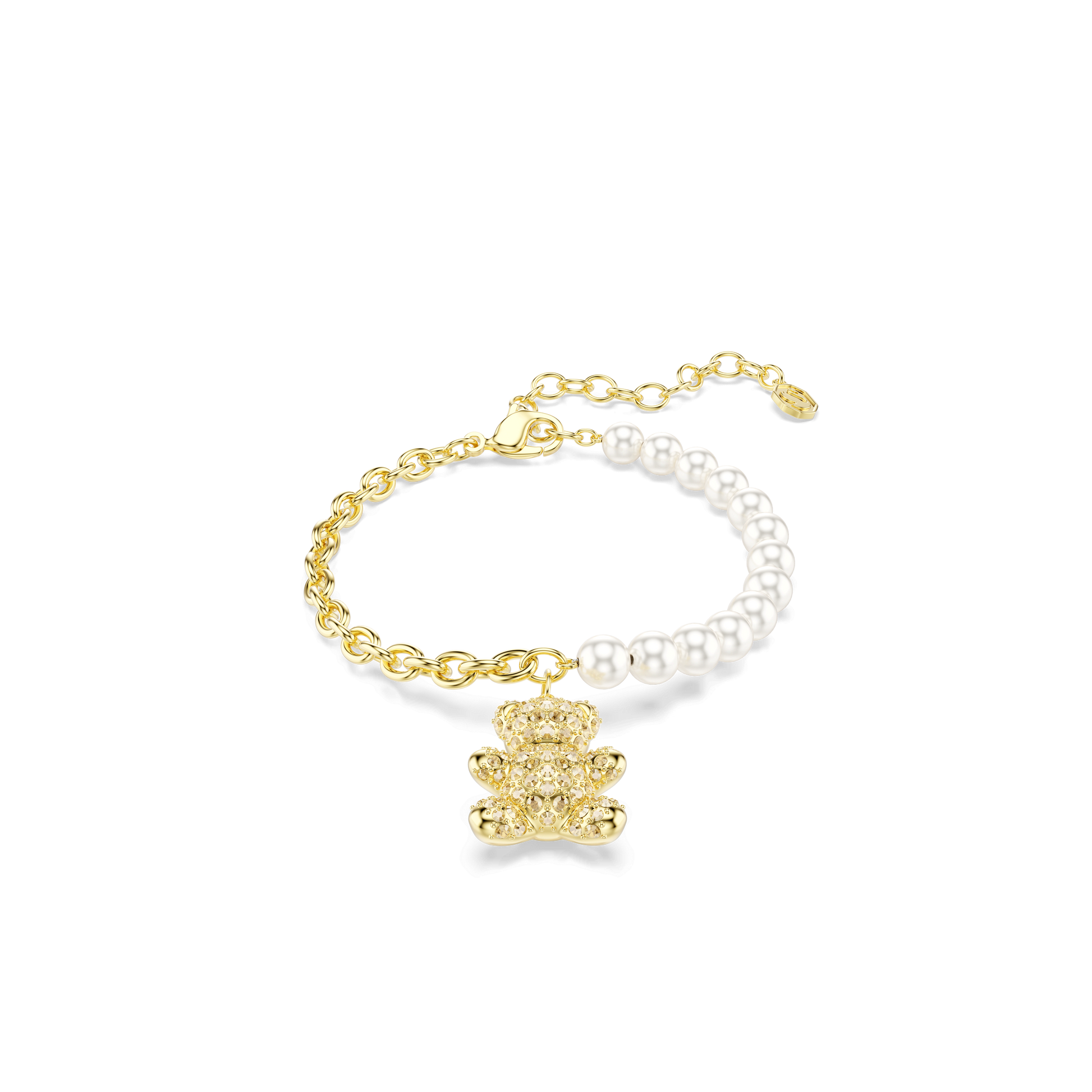 Idyllia bracelet, Crystal pearl, Round cut, Teddy, Gold tone, Gold-tone plated 5737622