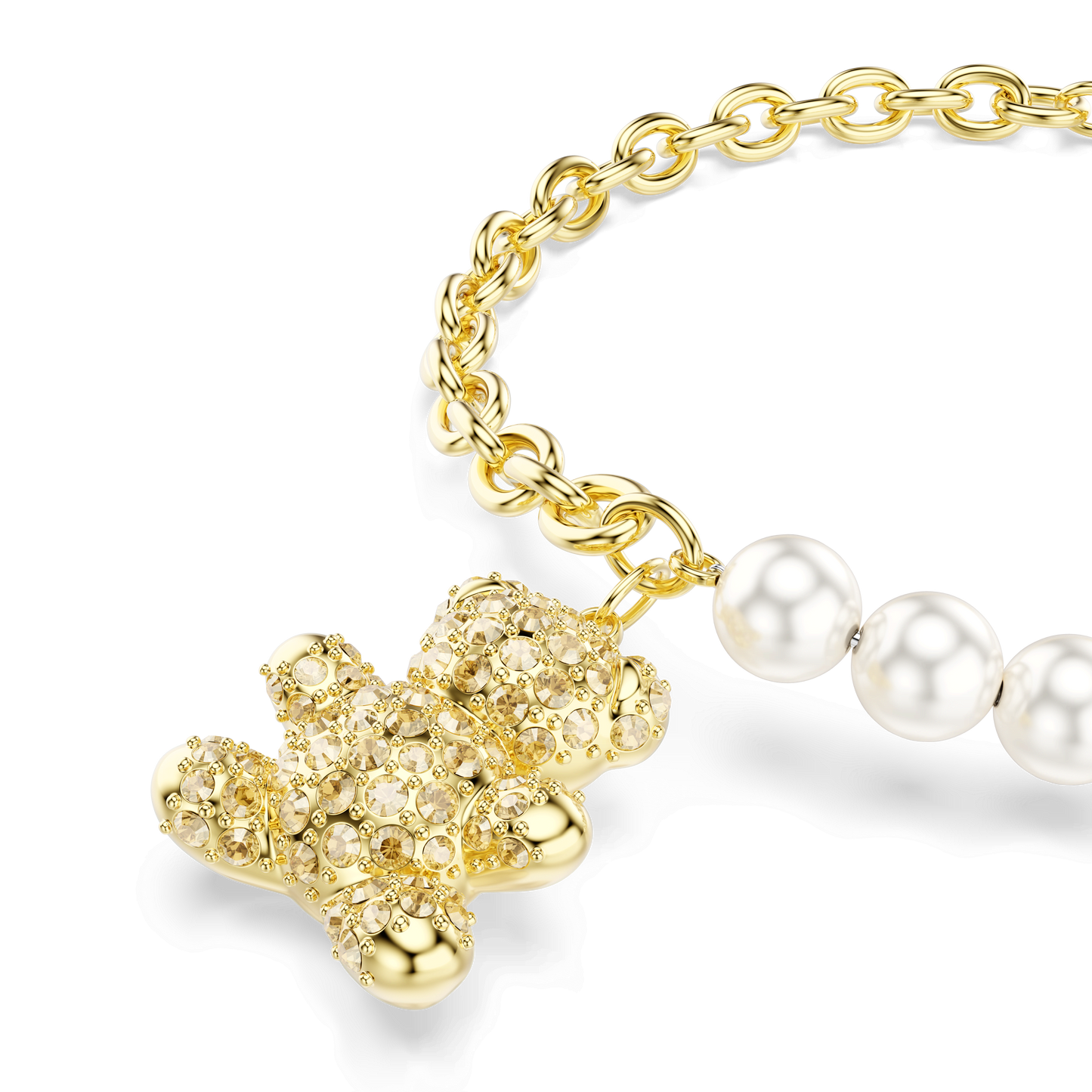 Idyllia bracelet, Crystal pearl, Round cut, Teddy, Gold tone, Gold-tone plated 5737622