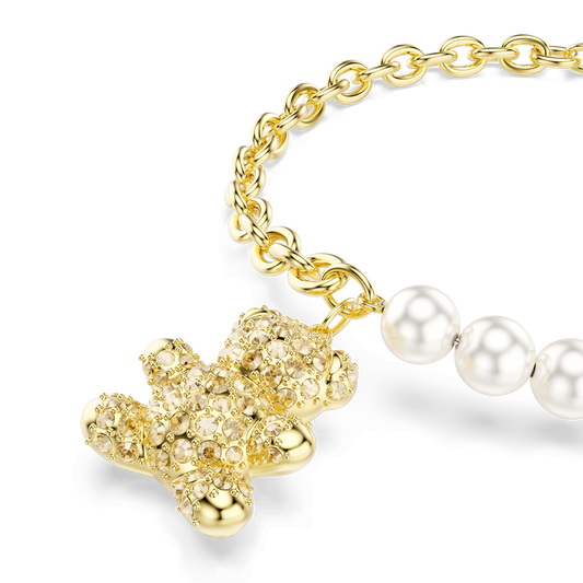 Idyllia bracelet, Crystal pearl, Round cut, Teddy, Gold tone, Gold-tone plated 5737622