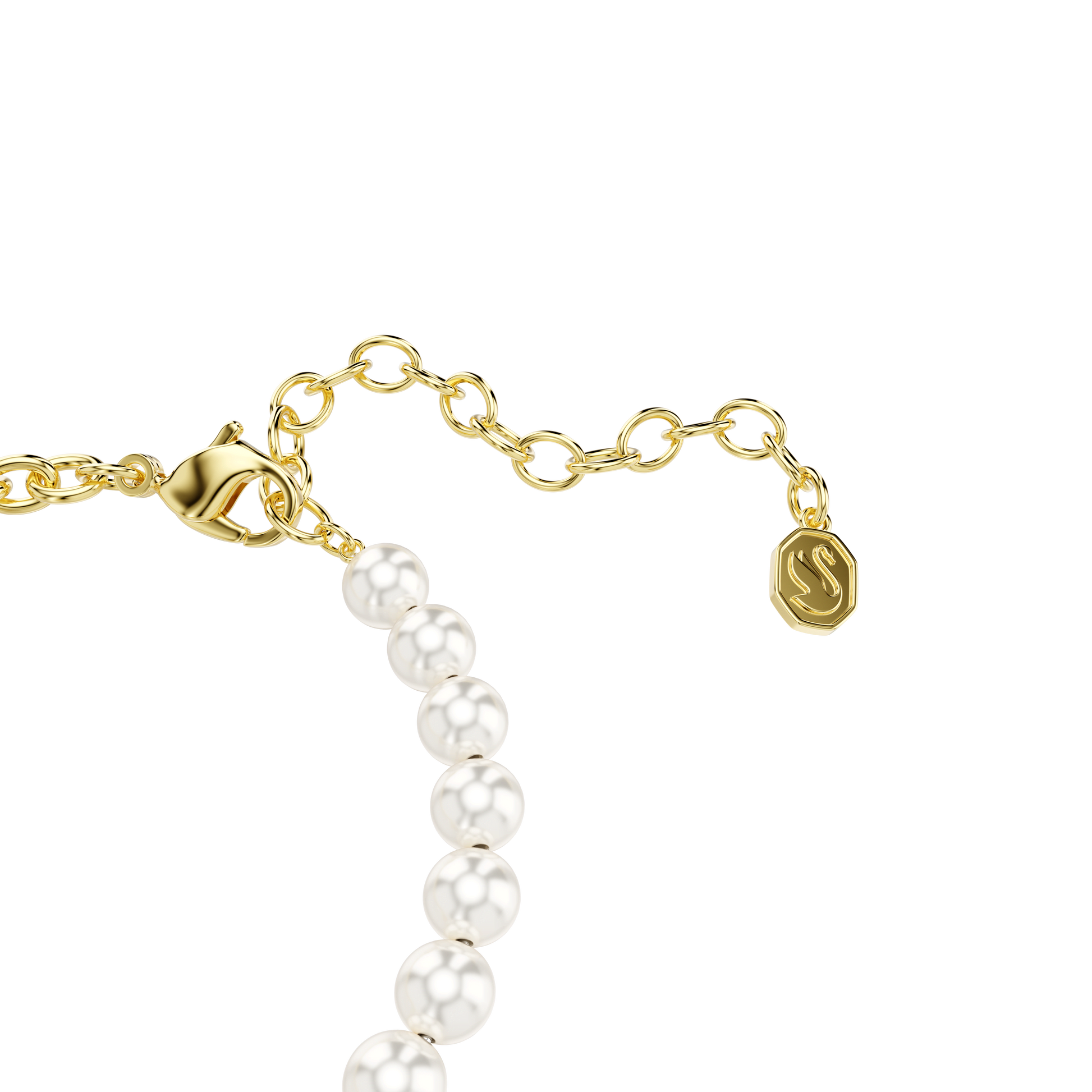 Idyllia bracelet, Crystal pearl, Round cut, Teddy, Gold tone, Gold-tone plated 5737622