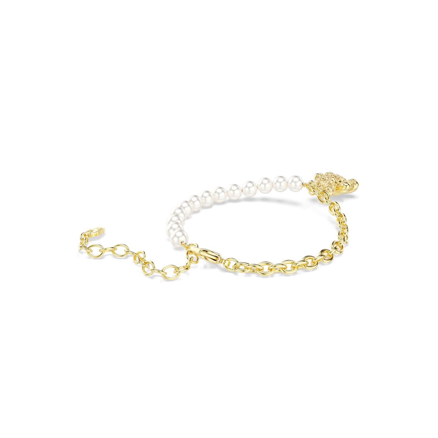 Idyllia bracelet, Crystal pearl, Round cut, Teddy, Gold tone, Gold-tone plated 5737622