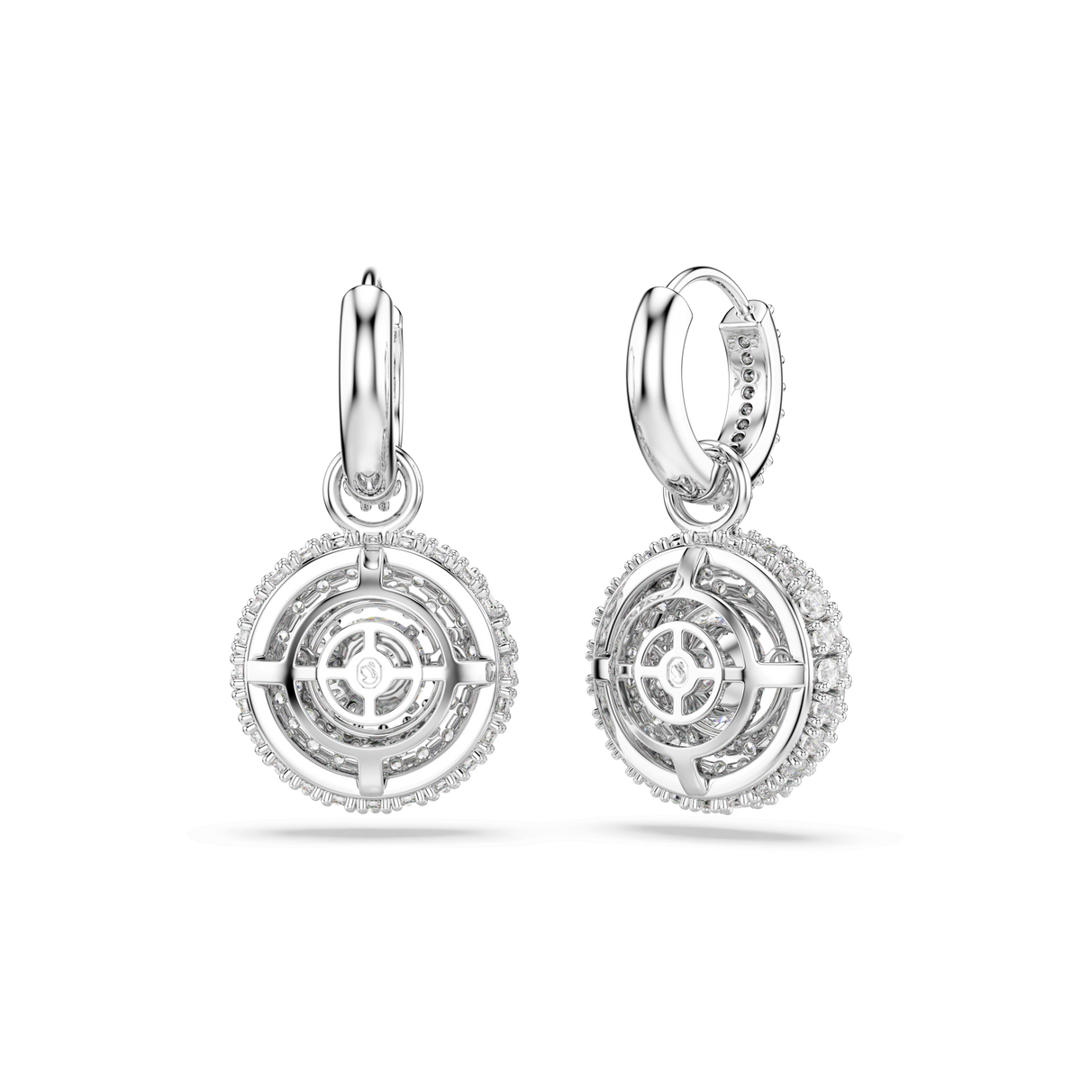 Sublima drop earrings, Round cut, White, Rhodium plated