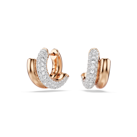 Dextera hoop earrings, Round cut, Mini, White, Rose gold-tone plated 5738198