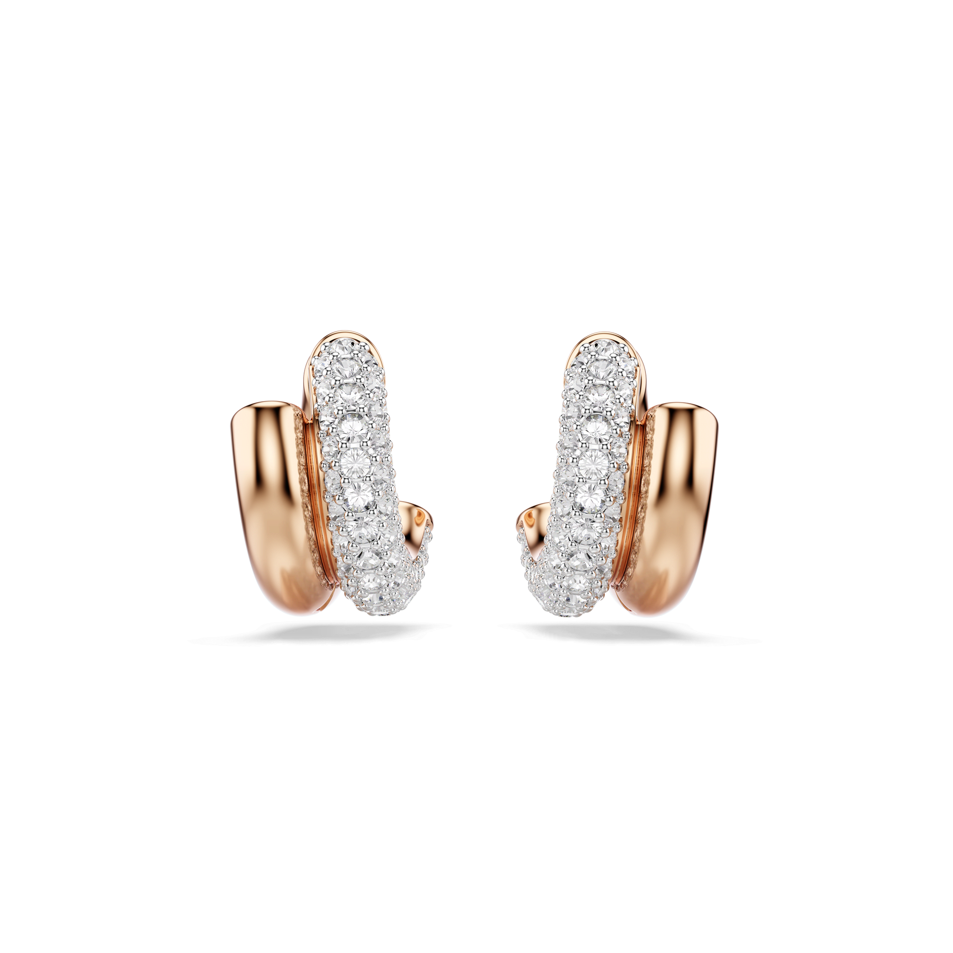 Dextera hoop earrings, Round cut, Mini, White, Rose gold-tone plated 5738198